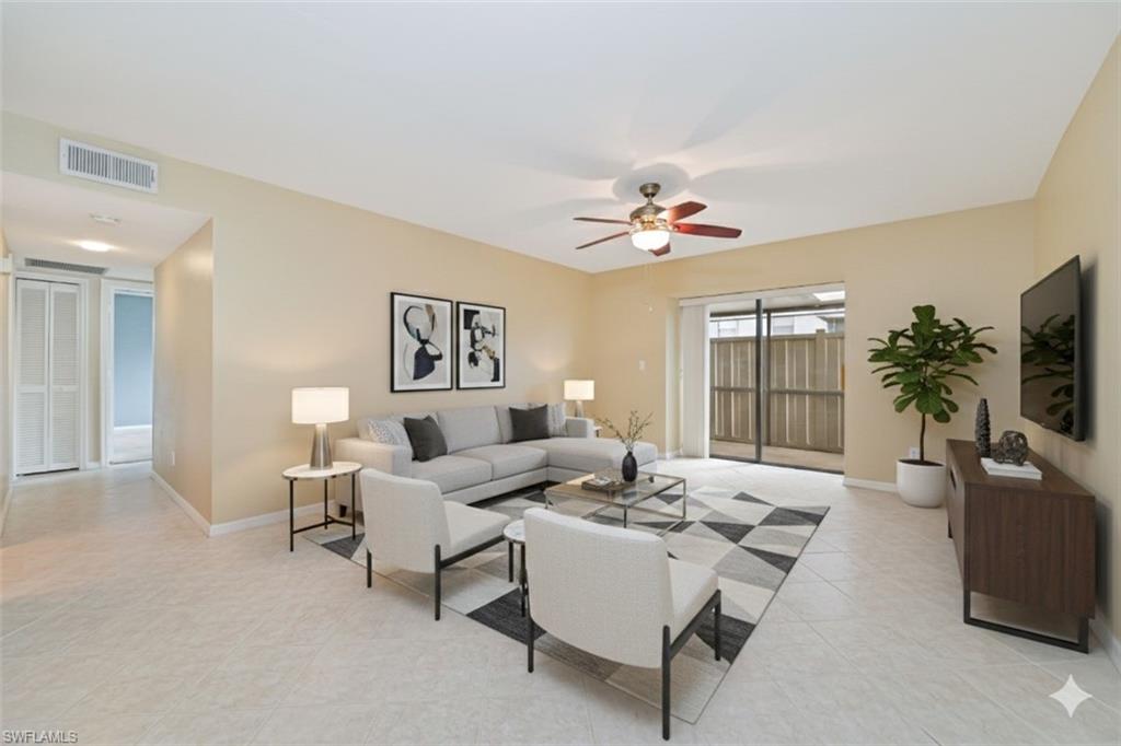 Welcome to this beautifully maintained first-floor corner condo in the desirable Brookshire community, offering the perfect combination of comfort, convenience, and an unbeatable Southwest Florida location. Freshly painted and move-in ready, this 2-bedroom, 2-bath residence is ideally situated just minutes from Southwest Florida's world-famous beaches, RSW International Airport, and spring training facilities. Tucked behind the Whole Foods shopping plaza, you'll enjoy easy access to restaurants, shopping, entertainment, and the scenic Six Mile Cypress Slough Preserve—all within close proximity. Relax and enjoy Florida's year-round sunshine from either the screened front entry or the private screened lanai.
Inside, the spacious floor plan features an open living and dining area designed for comfortable everyday living and effortless entertaining. The primary suite offers a private bath and oversized walk-in closet, while the guest bedroom and full second bath provide plenty of space for visitors or a home office. A convenient laundry area is located just off the front lanai, and the newer A/C system provides added peace of mind. Additional highlights include covered carport parking and low-maintenance living. Residents of Brookshire enjoy an impressive array of resort-style amenities, including two community pools, tennis and pickleball courts, bocce, shuffleboard, racquetball, a renovated clubhouse, fitness center, and a vibrant calendar of social activities. Whether you're searching for a full-time residence, seasonal retreat, or investment opportunity, this clean and well-cared-for condo is ready for its next owner. Schedule your private showing today and start enjoying the Southwest Florida lifestyle.