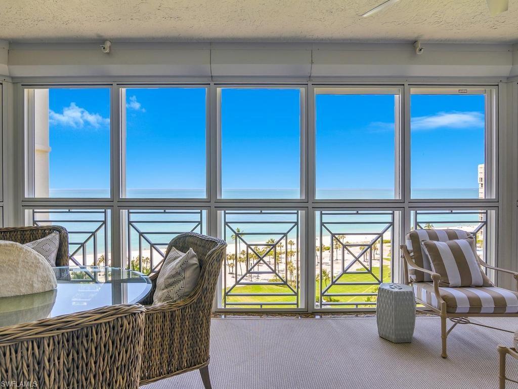 With an unerring sense of style and a refined coastal presence, this residence at The Brittany in Park Shore is defined by striking Gulf view and natural light that evolves beautifully throughout the day.  In a prime beachfront position, this residence offers a main living area and spacious primary suite which fully orient to sweeping water views, sunsets, and the rhythm of the seaside.  The sandy shoreline and the Park Shore beach path and park offer peaceful vistas from different vantage points.  An expansive gulf front lanai offers generous space for relaxation, dining, and creating memories with family and friends.   To the East and Southeast, the kitchen and bayside lanai open to additional waterway views and create an inviting extension of the living area, an ideal scenario for enjoying the different views in an inviting fashion.   Plus, the evening city lights extend the ways to take in the bay and cityscape after sun goes down.  In this residence, the floor plan unfolds with intention, with wonderfully Joy Tribout Interiors designed living spaces which allow for peaceful privacy and open views so desired at the beach.    There are many places to enjoy a comfortable setting for casual gatherings and quiet moments throughout the day.  In the main bedroom suite, you'll enjoy a true retreat with a spacious bath, separate shower, and a generous walk-in closet.  The guest accommodations are thoughtfully situated to enjoy a beautiful perspective with a private lanai overlooking the bay and the gardens at The Brittany.   An additional bedroom is gulf-facing, offering prime relaxation space for your guests.   This residence is offered furnished with exquisite designer furnishings, accessories and many other appealing finishes and touches.  It includes two deeded side-by-side garage spaces plus the comfort and security of a secure, well-managed building.  The Brittany has a beautiful pool near the Gulf, and it is designed for both laps and leisure.  A spa, grilling areas, and fire feature are nearby.  Residents of the building have 24-hour doorman/lobby staffing in addition to a gated entranceway.  Amenities include tennis courts on-site, fitness center, four great guest suites, and welcoming social spaces including card rooms, a kitchen for community or reserved private events, library, and many sitting areas inside and out, which sometimes play host to social gatherings within the building.  The Brittany is located mere minutes away from the popular Village on Venetian Bay for shopping and dining, and other favorite destinations, including the Artis-Naples & the Waterside Shops, Fifth Ave. S, historic Third St. S., and Mercato are close by, too.   Also:  This is a pet friendly building.  All in all, a rare and treasured find along the Naples beach & coast in popular, prestigious Park Shore, the heart of central Naples.