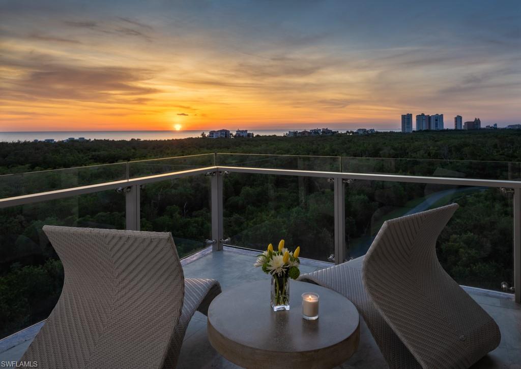 Pelican Bay's most spectacular address is the ultimate luxury high-rise, Mystique.  This 7th floor residence is an impeccable masterpiece of design and style. Floor to ceiling windows provide unobstructed and panoramic views of the lush mangroves and sparkling gulf, surrounding you in the beauty and tranquility of nature.  The spacious and tastefully furnished living area has wide plank wood flooring throughout and offers 5 bedrooms, 4 full baths and one half bath, open living room, den, fully appointed chef's kitchen with white marble countertops, Wolf and Sub-Zero appliances, wine fridge and island seating.  This unit is equipped with Lutron and Savant systems and comes with two deeded garage spaces and a storage unit on the main floor. Mystique state of the art amenities include a board room, fitness center with Peloton bikes, spa rooms, library, billiards and theater room, pool and spa, and two tennis courts.  Two guest suites are available for additional guests.  The beach tram station is conveniently located right out back, offering shuttles to two beach clubs for dining, nature walks or watching a gorgeous Naples sunset.
