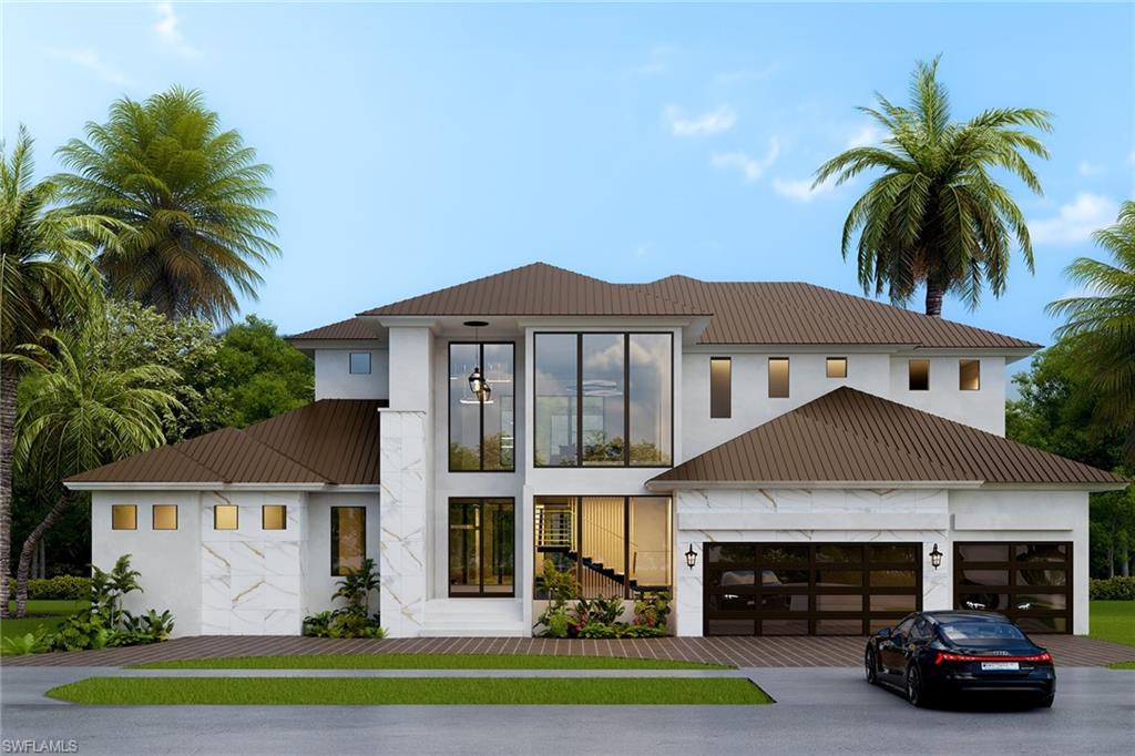 One or more photo(s) has been virtually staged, AI generated or rendered.  This Stunning Home will be ready in September 2026.  Discover the epitome of luxury in this custom-built five-bedroom plus den, five-bath contemporary home. This remarkable two-story residence spans over 4,900 square feet of air-conditioned living space, offering opulence and comfort in every corner. Enter the great expansive room, where the built-in electric fireplace surrounded by a striking tile wall creates a breathtaking focal point. Adjacent, the gourmet chef's dream kitchen awaits, boasting working and social islands, hand-crafted custom cabinetry, Thermador gas range and a spacious hidden butler's pantry. On side wall of the great room there is a custom floor to ceiling wine display with racking, lighting, and setting in tile back and side walls and front glass with door.  The intelligently designed floor plan ensures privacy and convenience, featuring a primary suite retreat and guest bedroom en-suite on the first floor. The 2nd floor has three en-suite guest bedrooms, additional large laundry room with sink and abundance of cabinets enhancing your upstairs laundry needs, loft that opens up to a large, covered terrace offering incredible views and a custom-built in wet bar with beverage cooler, sink, custom cabinetry and floating shelves. Tile floors throughout the home add a touch of elegance and durability. Enjoy the long water canal views and embrace the Florida lifestyle with an exceptional outdoor living space designed for relaxation and entertainment. The saltwater pool, spa, summer kitchen with bar, beverage cooler and ice machine, outdoor shower and fire bowl provide a haven for enjoyment. The covered deck areas are equipped with electric shutters and screens offering comfort and protection. The front of the home provides a quiet space to spend time reading or relaxing on the beautiful custom-built-in with shelves. Additional features include decorator white integrated hickory cabinets throughout, floating staircase, a whole-house generator, 500-gallon propane tank, three-car garage, and impact windows and doors. This home is a sanctuary of luxury, thoughtfully crafted with meticulous attention to detail. Indulge in the unparalleled elegance and sophistication of this magnificent Marco Island estate, where every amenity and feature has been designed to enhance your living experience. Some photos in this listing have been virtually rendered and are not of actual home.
