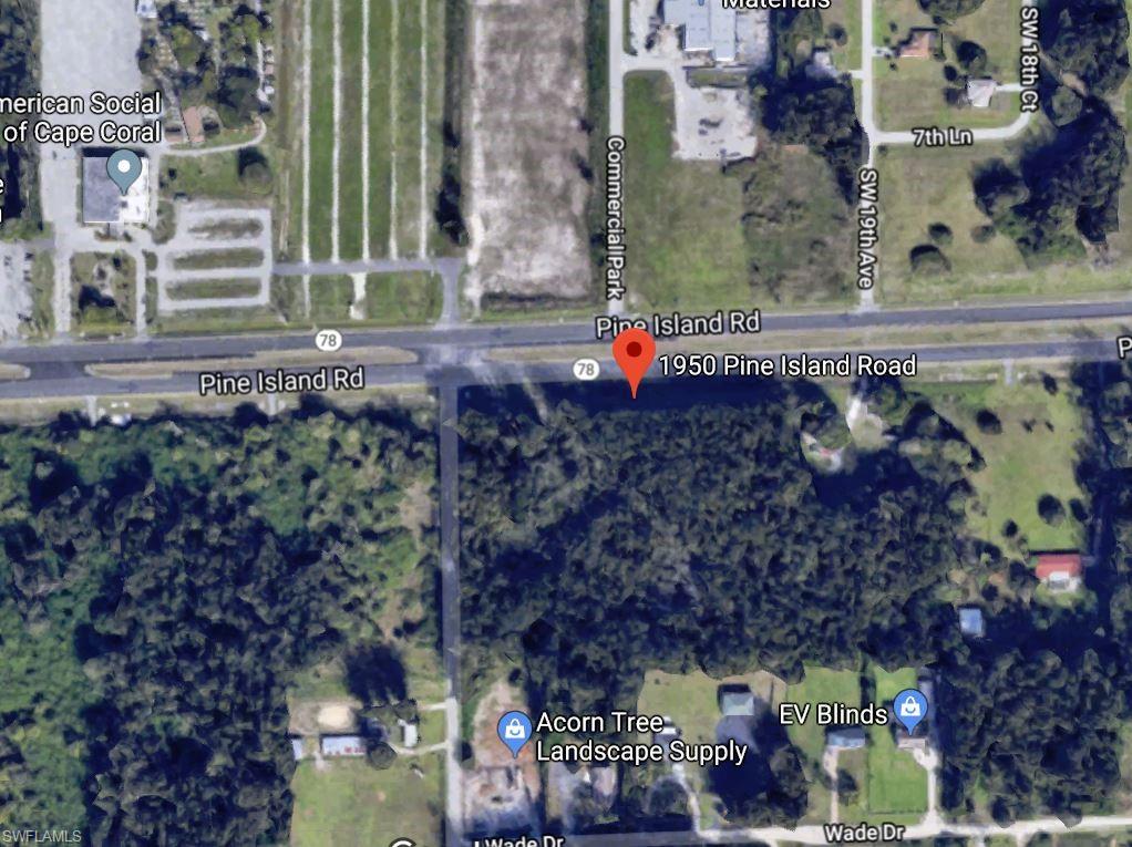 Corner parcel Pine Island Road and Knott Road. Zoning is the commercial corridor district which is in for a multifamily density change to fifty units per acre. City council votes in August. Within four miles are three Publix shopping centers, over forty restaurants, Walmart, Sams Club, Lowes, Ace Hardware, and three car dealerships. Ideal location for apartment complex.