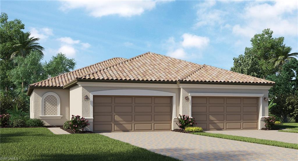 New construction featuring upgraded cabinets, tile on diagonal expanded throughout all main living areas, granite vanities in the bathrooms, & extended lanai with water views!  The Magnolia villa offers serene living in a well-planned 1,417 square feet of living space. This home features 3 bedrooms and 2 baths.  The spacious living room and dining room share open multi-functional area for entertaining and relaxation. The U-shaped kitchen welcomes corner dinette and the screened-in lanai lets breezes in and the 2-car garage has plenty of room for two cars plus storage.  Orange Blossom is in the future of Naples and has the most incredible return on lifestyle including 2 Resort Pools, 2 Spas, 2 Basketball, 2 Tennis, 2 Playgrounds, Splash Pad, Social Clubhouse, Fitness Center with Kids Play Area, Full Catering Kitchen & Bar, Sand Volleyball, Fishing Pier and more!  Booming area, ground floor opportunity!  Renderings, photography & Virtual tour for display purposes only - please schedule your showing TODAY for more information about features & upgrades included in this villa.