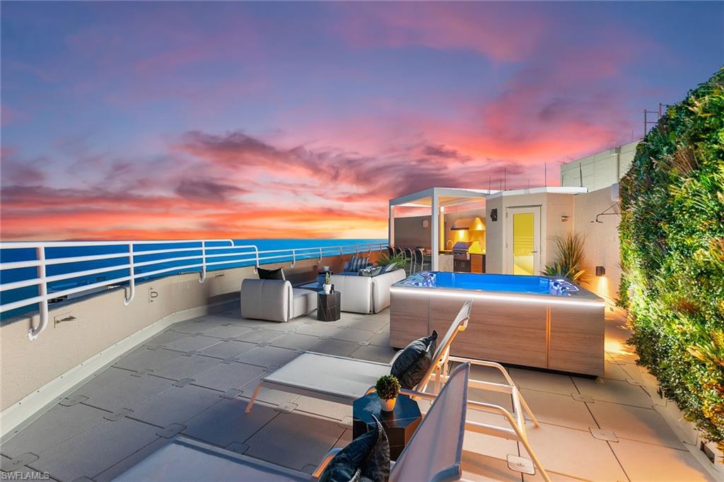 Discover the ultimate luxury lifestyle in this stunning 270-degree panoramic view penthouse with a private rooftop deck. A winner of the prestigious 2024 Sand Dollar Award, this exceptional unit is complete and ready to enjoy. Meticulously renovated to showcase exquisite finishes and unparalleled craftsmanship from Beck Architectural Group, Parker Hudson Homes and Freestyle Interiors, this residence offers a seamless blend of sophistication and comfort. The expansive open concept layout is drenched in natural light, thanks to floor-to-ceiling windows that frame breathtaking panoramic water views. A standout feature is the private rooftop deck, an entertainer's paradise, complete with a spa, outdoor kitchen, stylish bar and lounge seating, all overlooking the gulf, bay and skyline. Offered fully furnished, this one-of-a-kind residence also includes three under-building parking spaces. At the newly renovated Le Ciel Venetian Tower, enjoy resort-style amenities, including a modern luxurious lobby, direct beach access, a stunning pool, spa, fitness center, club room, guest suites, 24-hour security and a resident manager. Just minutes from the vibrant shops and dining of Venetian Village and downtown Naples, this penthouse offers not just a home, but a lifestyle. Don’t miss your chance to make it yours!
