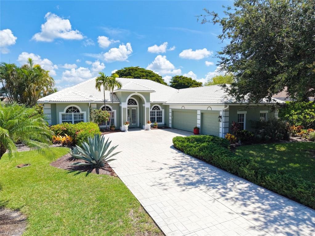 This 3 bedroom, 3 bath showplace in a peaceful, serene lake front setting offers great privacy. Huge extended patio for outdoor entertainment. Gourmet kitchen with wine cooler, granite and stainless steel appliances. 3 car garage with epoxy flooring. The generous sized master suite will impress. Substantially improved price makes this offering one of the best values in Fiddlesticks. This home shows beautifully and pride of ownership clearly on display. MANDATORY EQUITY MEMBERSHIP FEE OF $115,000 DUE AT CLOSING. ADDITIONAL MONTHLY FEES APPLY.
