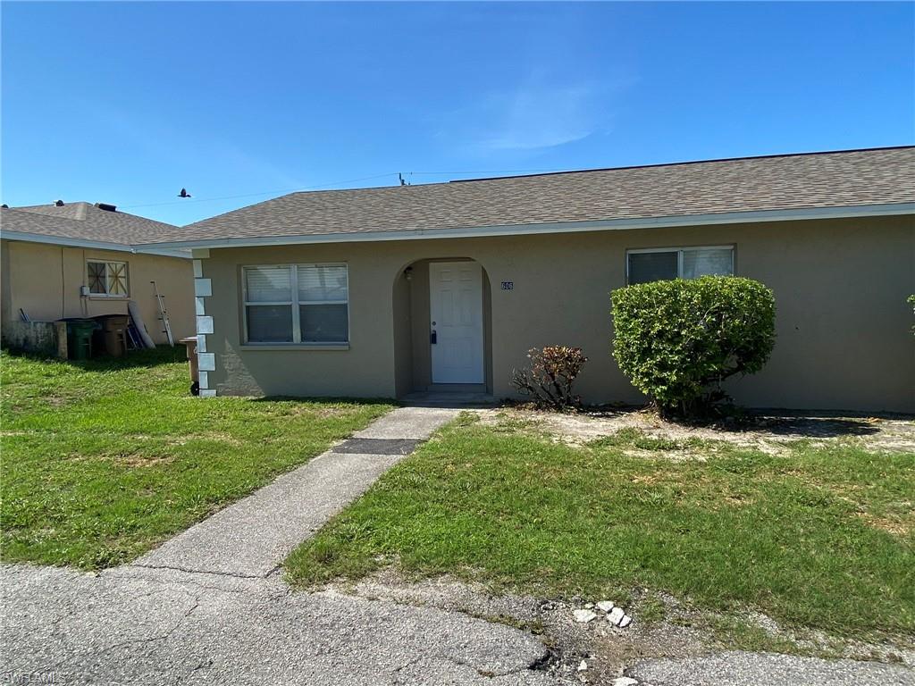 Welcome to 606 Hancock Bridge Parkway, located in the heart of Cape Coral. This 2 bedroom, 1 bath duplex offers easy access to shopping, restaurants, major thoroughfares and is on the Bus line. Central air and ceiling fan will keep you cool. Vertical and horizontal blinds help you control the Florida sunshine. Home features large tile throughout, new refrigerator and interior Washer/Dryer hook up in kitchen. Lawn care and pest control is included in rent. One small pet with Owner's approval.