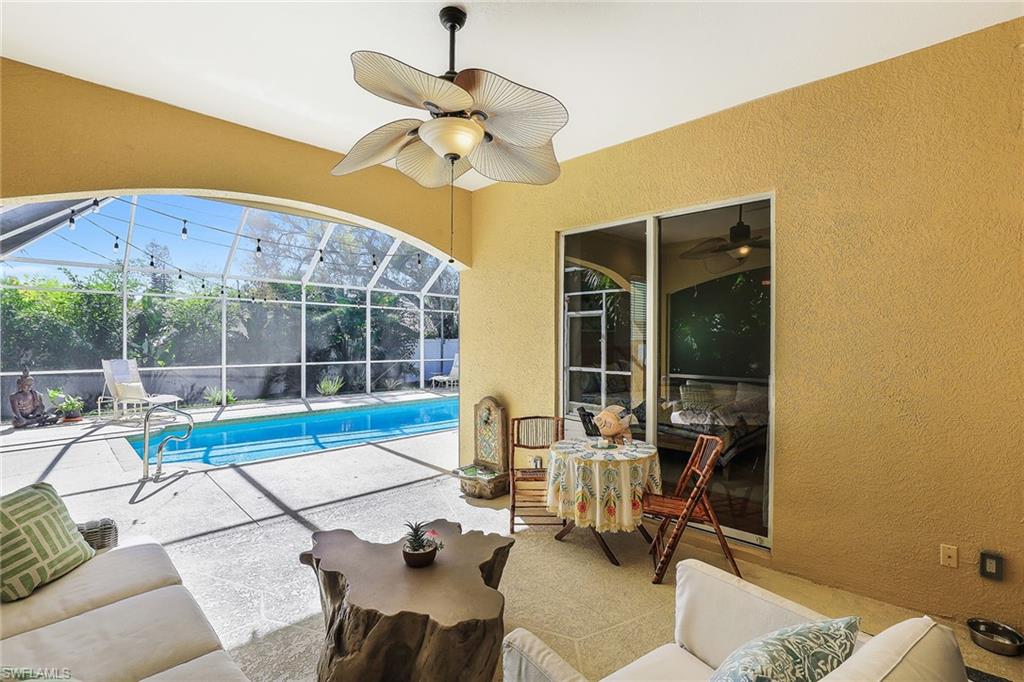 Paradise found. Magnificent sunsets will be enjoyed from this perfect southern exposure corner location with no neighbor to one side. You will enjoy the privacy from your lushly landscaped fenced-in back and front yard. This 3-bedroom, 2-bathroom great room floor plan with complete hurricane protection has all the "I wants." This owner has continued to enhance the home with pride in ownership. Upgrades and updates include all new air conditioner, water heater, pool heater, quartz countertop, dual-zone wine beverage refrigerator, complete hurricane protection with electric and 6 manual, the sprinkler system is a well system, 2020 garage door, 2020 lanai screens, 2019 garage A/C (Mitsubishi), backyard/vinyl fence, wood fence in the front yard great for the family fur baby, quartz vanity in guest bathroom, tile in all living areas. The family room and kitchen combination is perfect for the cook who does not want to be separated from family and guests. Close to Mercato, Ritz-Carlton, Delnor State Wiggins Park, Flemings Silverspot movie theater, Vanderbilt Beach, LaPlaya & Turtle Club. Great rental opportunity.  AMAZING RENTAL OPPORTUNITY!