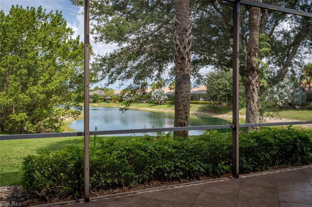 Welcome to FAMILY Friendly Delasol!  With it's elegant Gated Entrance located immediately off Livingston Blvd., it's only minutes to the BEACH, Grocery, Trader Joes, Restaurants and Entertainment! This home has a Long LAKE VIEW with Fountain, 12' CEILINGS, and some higher than that, where the 3 Trey Ceilings are located.  Crown Molding is found through most of the home.  The Entrance to the home is elegant with an 8' tall front door, and Trey ceiling in the Foyer where you receive Guests!  Tile is laid on the diagonal in all areas except the bedrooms. NEW ROOF in 2023!! Exterior PAINT done in the last 4 years.  Garage has Painted Floor.  Plantation Shutters in many rooms.  Some of the best SCHOOLS in Naples are minutes from Delasol! The DUES are very LOW and include Cable and Internet.  A rare find of SIDEWALKS on both sides of the street!  The development has just redone the Blacktop streets!  Western Rear exposure sets the scene for a new SUNSET experience every night from the EXTENDED Lanai, which is tiled.  Come and make this lovely home your OWN!