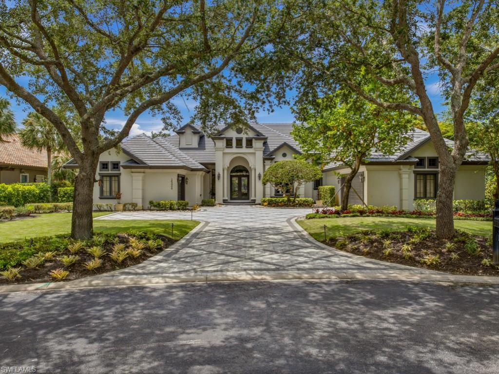 One or more photo(s) has been virtually staged, AI generated or rendered.  As you step through the grand entrance of 16488 Felicita Ct, you are immediately welcomed into an atmosphere of refined elegance where soaring, volume ceilings and premium finishes set the stage for a truly luxurious living experience. This exceptional home in Mediterra invites you to explore its seamless, open-concept floor plan, beginning with a grand foyer that leads into a sophisticated living room and a tastefully appointed formal dining room that effortlessly flows toward the light-filled family room and kitchen that offers a Wolf gas range with dual ovens, a Subzero refrigerator & freezer, a reverse-osmosis water filtration system, sizeable island and a walk-in pantry. In the sunlit family room beyond the zero-corner sliders, your private outdoor resort unfolds: a sprawling covered lanai boasting numerous luxury upgrades awaits. This outdoor paradise features a resurfaced pool with new fountains, fire bowls, and even a playful dolphin water feature, along with an expansive Quartz-topped bar, equipped with a Lynx gas grill, two refrigerated drawers, a mini-fridge, ice maker, Kalamazoo Artisan Fire pizza oven, Evo flat-top grill, warming drawer, new custom cabinetry & lighting fixtures. Entertain guests with ease, thanks to the ample bar and dining seating, pool bath, and a stunning see-through fireplace with multi-color lighting effects and a drop-down TV. The entire outdoor experience is highlighted by new tile installation across the entire lanai deck, fireplace, pool & spa. The owner’s suite is a luxurious private retreat that opens directly to the lanai and includes a dedicated office/sitting area, two sizeable walk-in closets, dual vanities, and a spa-inspired bathroom that includes a spacious walk-in shower, a separate soaking tub overlooking an enclosed garden area and even a bonus sitting room or fitness room. The residence additionally has three en-suite bedrooms for family or guests, a large laundry room with a washer and dryer replaced in 2021, and a three-car garage. With a new 2025 roof, fresh exterior paint, a new 2025 paver driveway with front stoop/steps, and updated landscaping and sod completed in 2024-2025, this home is truly move-in ready!