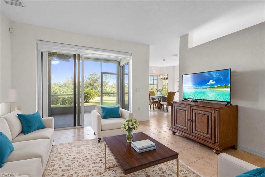 RESORT-STYLE GOLF LIFESTYLE – TURNKEY 3-BEDROOM UNIT – SCENIC VIEWS & LOW MAINTENANCE! This stunning 3-bedroom, 2-bath condo with a 2-car attached garage is perfectly situated in The Club at Grandezza, one of Southwest Florida’s premier golf and country club communities. Boasting an 18-hole championship golf course with scenic fairway views, this home offers the ultimate in resort-style living. The unit is turnkey and move-in ready, featuring newer kitchen appliances, HVAC, water heater, and hurricane shutters, providing comfort, convenience, and peace of mind. Residents enjoy a wide array of resort-caliber amenities, including a heated junior Olympic-size pool with cabana, state-of-the-art fitness and wellness center, tennis, bocce, and pickleball courts, a beautifully appointed clubhouse with fine and casual dining, and an active calendar of social clubs and community events. Step outside your lanai to enjoy serene golf course and lake views, landscaped walking paths, and lush preserved areas, creating a tranquil, open-air living environment. Perfectly positioned for convenience, the community offers quick access to SWFL International Airport, I-75, Florida Gulf Coast University, and major shopping and dining destinations such as Miromar Outlets and Coconut Point. Nearby beaches, including Bonita Beach and Barefoot Beach, make this location ideal for sun and sand lovers. Whether you’re seeking a full-time residence, seasonal retreat, or an investment opportunity, this Grandezza condo combines elegance, lifestyle, and a vibrant community with low-maintenance, worry-free living. Schedule your showing today! THIS PROPERTY QUALIFIES FOR A 1% LENDER INCENTIVE IF USING PREFERRED LENDER, INQUIRE FOR MORE DETAILS** Several renderings that showcase furniture have been virtually staged