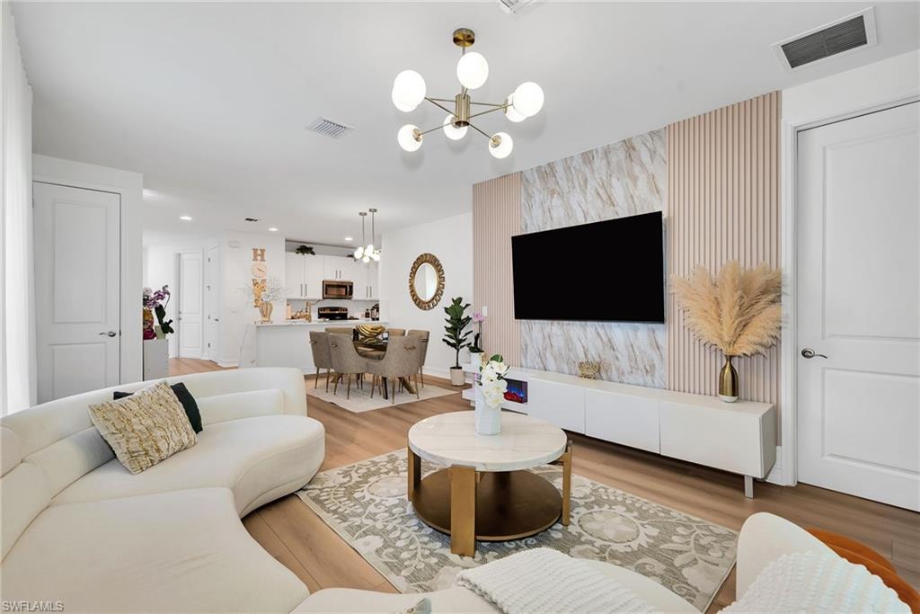 Welcome to 7689 Bristol Circle, a beautifully renovated corner villa in one of Naples’ most desirable gated communities. Designed with both style and functionality in mind, this move-in-ready residence features soaring ceilings, an open-concept layout, and quality finishes throughout.
The heart of the home is a stunning kitchen with quartz countertops, a waterfall island, custom shaker cabinetry, stainless steel appliances, designer lighting, and generous storage. The kitchen flows effortlessly into the dining and living areas, where a custom media feature wall and wide-plank luxury flooring create a clean, contemporary aesthetic.
The split-bedroom floor plan offers privacy and flexibility, while the spacious primary suite provides a comfortable retreat. As a corner residence, the home benefits from additional windows, filling the living spaces with natural light and enhancing its open feel.
Residents enjoy an exceptional lifestyle with access to resort-style amenities, including a clubhouse, pool, fitness center, tennis and pickleball courts, and beautifully maintained grounds. Located within one of Naples’ top-rated school districts and just minutes from world-class beaches, championship golf, premier shopping, and fine dining, this home offers the perfect combination of comfort, convenience, and location.
Whether you’re searching for a full-time residence, seasonal escape, or investment opportunity, 7689 Bristol Circle is a rare opportunity to own a thoughtfully updated home in a highly sought-after Naples community.