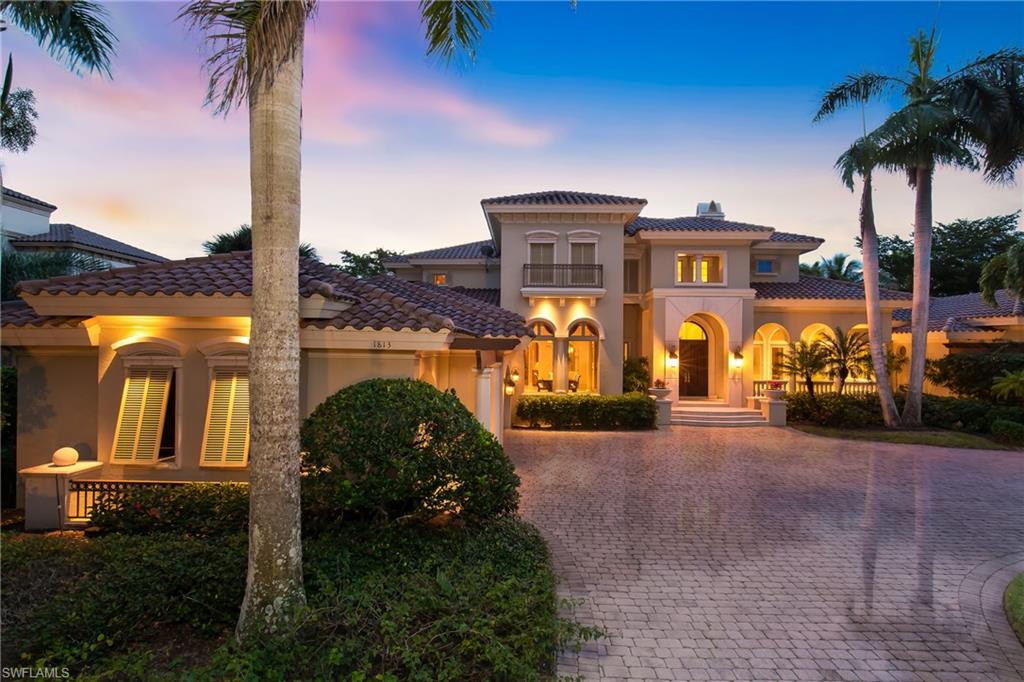 H.10237 - Incomparable luxury estate in exclusive enclave with the best view in Grey oaks, period! Sophisticated interior features abound with saturnia marble flooring, coffered ceilings, Maple cabinetry, granite/stone countertops, wrought iron touches detailing an open and flowing layout. Vast windows and retractable doors surround the home allowing light to flood into the spacious upstairs loft and 2nd Master, the main level great rooms, parlour & 1st Master. The balcony and numerous verandas offer gorgeous panoramic views over the stunning pool and sparkling spa across to the lakes and fairways of Palm Course’s 16th hole. The home has architecturally detailed fireplaces for gathering guests and an incredible leisure wing for entertaining family or hosting large parties! Expansive Master on 1st floor has sitting area, his and hers WC, vanities and walk-ins. Jetted spa tub backs up to walk through shower with panoramic glass wall that’s totally enclosed within a private garden. Butler’s pantry adjoins a walk-in wine cellar and chef’s dream kitchen with Sub Zero refrigerator, refrigerated drawers, Dacor stove and ovens, 2 Asko dishwashers. See endless sunsets without leaving home.