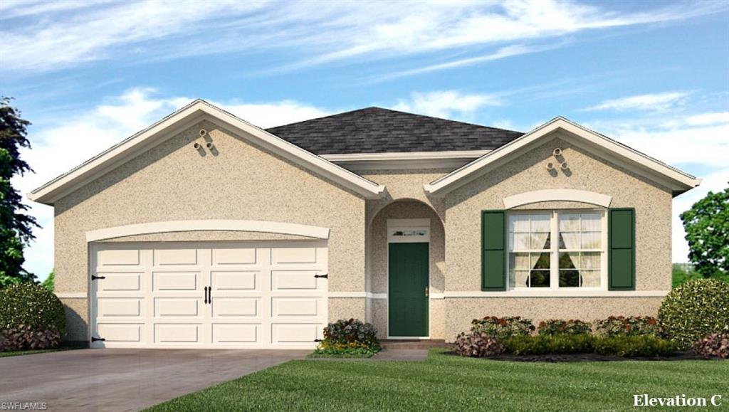 Under Construction. The Cali plan offers 1,829 sq. ft. under air with under truss lanai and two car garage. 4 bedroom split plan with two full baths, separate in house laundry area, 24” light plank floor tile throughout the living areas and carpet in the bedrooms. Bright designer cabinetry in kitchen and bathrooms with quartz countertops. The home includes stainless kitchen appliances, washer and dryer, window treatments, fully landscaped with paver drive and walkway along with smart devices for home automation. This location is very close to restaurants, medical, and schools in the up-and-coming Gator Circle area of NE Cape Coral. Gator Trails Park just opened with amenities such as Tennis, Pickleball, Basketball, Playground, Pavilion, and Walking Trails with workout equipment along the way. No HOA fees. Builder incentives available and incredible!!