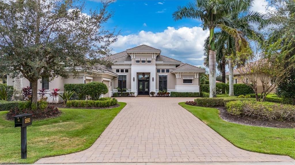 Transferrable Golf and Beach memberships are included! Exquisite Stock built home featuring the Regency floorplan of 4+den and 4.5 baths. Enhanced from the tiled flooring in the main living area, wood in the den and plush carpets in the bedrooms to coffered and tray ceilings and fantastic wall treatments. This lovely home sits on the 14th Fairway of The Lakes Golf Course. When you step through the masterfully created front entryway, you are immediately immersed in SWFL beauty with views to the extensive lanai and gorgeous pool/spa to the golf course.  A chef would be delighted with the fully equipped kitchen complete with gas top cooking surface, wall over and walk-in pantry with plenty of granite countertops for prepping and preparing to loads of cabinetry for storage. the breakfast area is ideal for casual dining and game night. The formal dining room is set to impress and offers lots of area to expand your dining table as needed for those larger gatherings.  The primary bedroom is luxurious with seating area and French Doors to the lanai, spacious walk-in closet and a spa inspired bath offering separate shower w multiple shower heads, large soaking tub and double vanities.  3 additional en suite bedrooms make providing privacy for your guests and family a goal.  Outside, the 3-car garage is wonderfully positioned for your autos and room for additional Florida toys and the large lot is on auto sprinkler system fed by a private well.  Ready to move into, this residence comes furnished and offers peace of mind with fabric storm screens and impact windows.    Quail West offers tiered memberships and is a destination community with a superb location, easy access to toes in the sand beaches, a plethora of dining and shopping destinations, Art and Theater opportunities and nature trails. Central to Naples, Bonita Springs, easy access to RSW and the Naples Airports.
