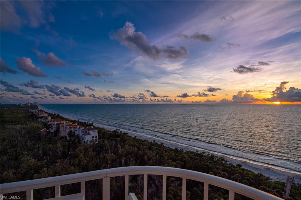 Contessa 1501 offers privacy, beautiful sunrises, sunsets and forever views to the west, south and east. Overlooking the sparkling waters of the Gulf of Mexico in the southernmost high rise in exclusive Bay Colony, this 3-bedroom, 3-1/2-bath plus den corner unit boasts 180° views as Contessa is unobstructed by neighboring towers. Elegantly renovated, Contessa 1501 features an open floor plan, handmade custom cabinetry in the kitchen with Wolf, Sub-Zero and Bosch appliances, raised coffered ceilings, wood-grain porcelain tile flooring and custom cabinetry throughout. Perfect for entertaining, Contessa 1501 offers a large living/dining area with access to screened lanai offering 500 square feet of outdoor space and expansive views of Naples' sugar sand beaches. Contessa offers abundant outdoor space bordered by mangroves, nature preserves, saltwater pool, private tennis court, fitness center and an elevated deck with grills. Contessa has a 24-hour staffed front desk and full-time resident manager. Bay Colony owners have exclusive access to a private beach club, tennis club and all the amenities of Pelican Bay including oceanfront dining clubs, nature trails, bike paths and canoeing.