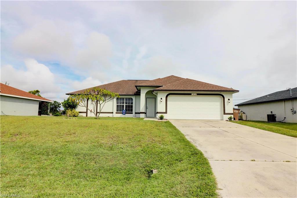 Welcome Home! You will love soaking up the Florida sunshine while floating around the new pool! This Cape Coral gem has 4 bedrooms and an open floor plan, lots of natural light, fresh exterior paint and a beautiful pavered pool area. The fenced yard will give your kiddos, or fur babies, plenty of space to run and play. Inside vaulted ceilings greet you and draw you into the inviting space. The kitchen has a newer fridge & dishwasher and a great island with seating area and lots of storage. A split floor plan gives the Master bedroom and bath privacy from the other 3 bedrooms and guest bath. Separate laundry room with storage closet, lots of storage throughout, and a new hot water heater make this a great place to call home! Ready to make the move and escape the winter? Call today to scheduled you private showing