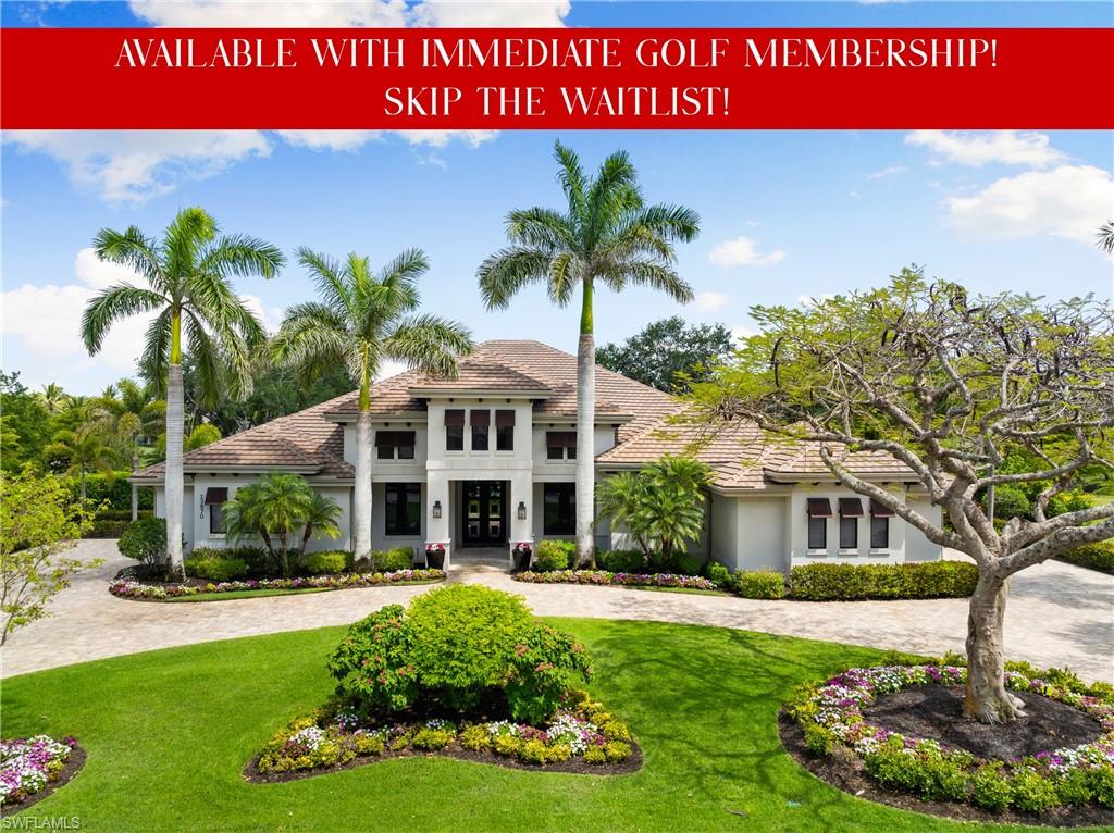 SKIP THE WAITLIST! IMMEDIATE GOLF MEMBERSHIP AVAILABLE! Stunning 2016-built estate nestled on a beautifully manicured 0.8-acre lot with unobstructed golf course views in Naples’ coveted Quail West community! Designed with exceptional attention to detail, this home offers 4 bedrooms, a den, 4.5 bathrooms, a 4-car garage, soaring ceilings with custom wood beam accents, and stunning hardwood and tile flooring. Other features include hurricane impact windows and sliders, dual electric hurricane shutters & screens, whole house generator, and a 1000-gallon buried propane tank. An open floor plan and fully pocketing sliders create a seamless indoor-outdoor transition into the resort-style outdoor oasis. Enjoy the custom pool with water features and a tanning shelf, spa, outdoor fireplace, generous lounging areas, and a fully equipped summer kitchen — ideal for entertaining and al fresco dining. A picture window screen enclosure frames the stunning golf course backdrop. Inside, the chef’s kitchen features dual islands, waterfall quartz countertops, elegant dual-toned custom cabinetry (crisp white & rich espresso toned), a walk-in pantry, and top-of-the-line appliances. Adjacent to the kitchen is a glass-enclosed wine room with a wine cooler and built-in storage offering the perfect space for collectors. The luxurious primary suite is a private retreat, offering breathtaking golf course views, direct lanai access, and a spa-like bathroom with dual vanities, an incredible size shower with multiple shower heads, and a freestanding soaking tub for ultimate relaxation. Quail West is a coveted community with two spectacular golf courses, 100,000 sq ft masterfully renovated clubhouse, Racquet Sports complex, indoor lagoon-style Junior Olympic-sized pool, ample dining & social options, state-of-the-art fitness facility with classes available, a full-service salon & spa with sauna & more. Located minutes to Barefoot Beach & nearby Mercato, Waterside Shops & Naples 5th Avenue with easy access to RSW & Naples Airports.
