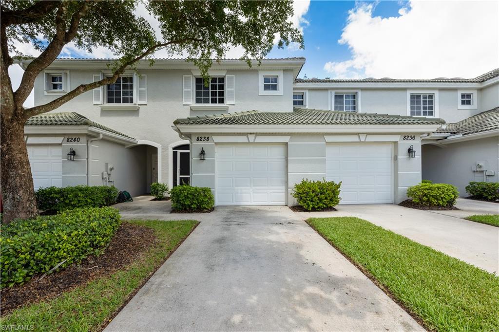Two story townhome with attached 1 car garage, 2 bdrm, 2.5 baths. Move-in ready and waiting your personal touches. Downstairs features ½ bath, kitchen with pantry and overlooks an open concept living/dining area with beautiful lake view from your private screened lanai-perfect for BBQ's and sunsets. Upstairs has master suite with double vanity sink, shower and his and her closets. Guest bedroom has walk in closet, Jack and Jill bathroom with shower/tub with door to access den. Den is lighted well with skylights and can be made into a 3rd bedroom. Amenities include clubhouse, fitness center, resort style community pool, spa, children’s playground and picnic area. Easy access to shopping, dining, Top Golf, Lee County Bike Trail System, Six Mile Cypress Preserve, the Twins Stadium, Red Sox Stadium, SW International Airport, Fort Myers Beach and beautiful Sanibel/Captiva islands & more!