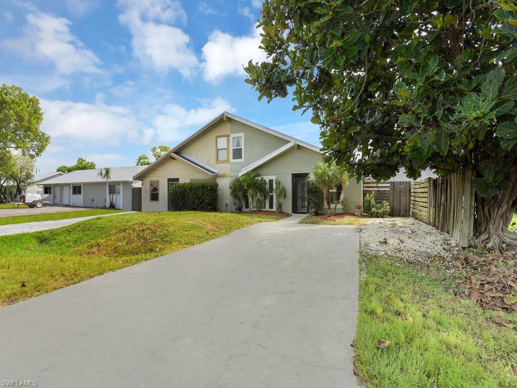 This centrally located San Carlos Park 2 story, attached single family home is waiting for you to call it just that; Home! With nearly 1,500 sqft of living space, 3 bedrooms & 2nd story loft, 2 baths, and large fenced in yard + lanai make this no contest to any on the market today.  The chef in you will be pleased to find modern conveniences in the kitchen with 2019 cabinets & countertops.  Hosting any party will be a breeze with high vaulted ceilings and plentiful outdoor space.  Retire in the evenings to your large first floor primary bedroom with a book. The remaining bedrooms, conveniently located on the first and second floor come with ample closet space as well.  The 2nd story loft can be used for whatever you desire and has an entryway which leads to the backyard! For peace of mind, a french drainage system which will keep you high & dry has been added along with impact windows + doors, 2019 washer/dryer, 2019 roof, 2019 gutters, 2019 fascia, & 2019 electrical panel. The 3 L's rein true with this location as it is a stonesthrow from RSW, Miromar Outlets, beaches, FGCU + so much more that SWFL has to offer!