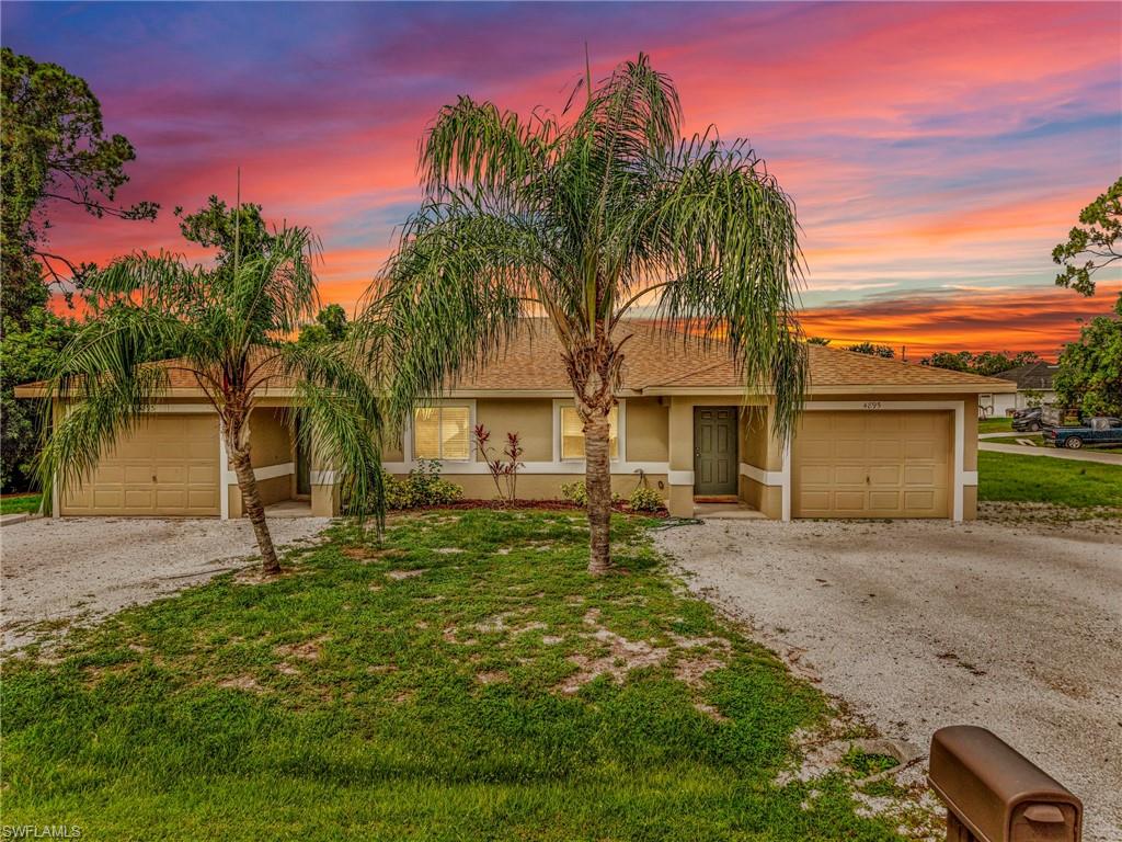 Excellent investment opportunity in the rapidly growing Lehigh Acres market! This well-maintained duplex offers two spacious 3-bedroom, 2-bathroom units, each with a 1-car garage and private entrance, making it highly desirable for long-term tenants. Both sides are currently rented, providing immediate income potential from day one.

Built in 2005 with solid block construction and located in Flood Zone X with no flood insurance required, this property offers a strong combination of durability, low maintenance ownership, and long-term investment appeal. Each unit features over 1,100 square feet of living space with open floorplans, tile flooring in main living areas, central water, septic, and functional layouts designed for tenant comfort and rental stability.

One unit presents future opportunity for rental rate improvement, giving investors added upside potential for increased cash flow and stronger returns over time.

Situated on an oversized corner lot with ample parking and convenient access to SR-82, Fort Myers, shopping, dining, and major employment corridors, this duplex is ideally positioned in one of Southwest Florida’s steadily growing rental markets. Whether you are expanding your portfolio, seeking a low-maintenance income property, or looking for a smart long-term hold, this duplex delivers outstanding investment potential.