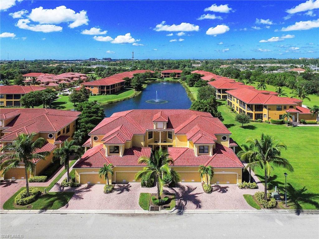 Wonderful water view down the center of the long lake with a view of three fountains. There are 2BR + den and 2BA with lots of extras. Impact resistant  glass in all windows and sliders.  The veranda is tiled and has a storm/sun screen for more enjoyable patio living .Lots of upgrades, granite counters, new cabinets, tiled floors, carpet in BR's with exception of wood in one of the guest bedrooms. Conveniently located to beaches of Sanibel and Captives and Ft Myers, shopping, dining, medical facilities, Barbara B Mann Performing Arts, wonderful golf courses and 20 minutes to SW Florida International Airport.