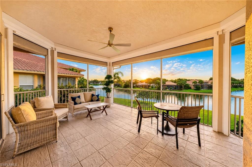 Exquisitely renovated second-floor residence in Les Châteaux with Panoramic Water views looking down the length of 2 lakes! Pelican Marsh Naples' most coveted gated communities - World-class beaches, dining, Mercato, Waterside Shops, 5th Avenue all within 5 miles! Offering 3 bedrooms, 2.5 bathrooms, and a rare oversized two-car garage with epoxy flooring and storage racks, this light-filled home delivers the privacy and spaciousness of a single-family residence with the ease and elegance of lock-and-leave condominium living.
Sweeping long-lake vistas, windows on three sides, extra-high ceilings, and a bright open-concept floor plan create an effortless setting for everyday living and refined entertaining. The oversized screened lanai with motorized hurricane shutters frames Naples' legendary sunsets perfectly — and provides practical seasonal protection and privacy between visits.
Completely move-in ready with fresh paint, custom closet systems throughout, custom window treatments, new lighting, and a fully remodeled interior. The primary suite features a spa-inspired bath and a custom walk-in closet system. Additional bedrooms are well-appointed and versatile. Offered with professionally curated all-new designer furniture and décor negotiable.
Les Châteaux residents enjoy a private pool, spa, and serene fishing ponds steps from the front door, plus Xfinity TV and high-speed fiber internet included in the HOA. Pelican Marsh delivers eight lighted Har-Tru tennis courts, six lighted pickleball courts, three bocce courts, a state-of-the-art fitness center with personal trainers, spa services, Courtside Restaurant with al fresco dining and live music, a library, banquet facilities, and a vibrant year-round social calendar — all HOA included. Optional private golf membership at the Audubon Certified 18-hole championship course designed by Robert von Hagge.
Les Châteaux is an intimate enclave of just 76 residences — quiet, private, and perfectly positioned within a world-class community. Winding pathways and scenic trails connect Pelican Marsh's 26 distinct neighborhoods, making it easy to walk, jog, or bike through paradise every day. Renovated condos with two-car garages, designer furnishings [negotiable], and long lake views here rarely come available. Unbeatable North Naples location — Mercato under 2 miles, Vanderbilt Beach 3 miles, Waterside Shops 7 minutes, 5th Avenue South 15 minutes, Naples Municipal Airport 9 miles. Ritz-Carlton, Artis-Naples, The Turtle Club, and Baleen all within easy reach. World-class beaches, dining, and shopping all within 5 miles. Whether your ideal day begins with a sunrise lakeside, a morning tennis match, lunch at Courtside, an afternoon on Vanderbilt Beach, and dinner at Mercato — or simply relaxing on your lanai as the sun sets over the lake. Enjoy 1,100+ lush acres with 133 acres of protected nature preserves teeming with eagles, and native wildlife.
