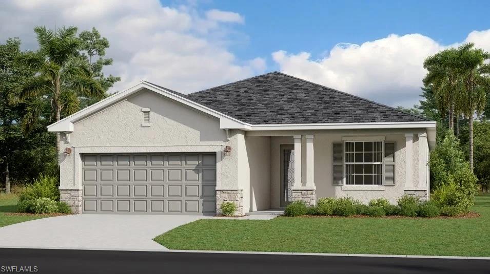 One or more photo(s) has been virtually staged, AI generated or rendered.  MOVE-IN READY!!   Nestled in the tropical paradise of Southwest Florida, Savanna Lakes is a master-planned community with collections of new single-family homes for sale. This single-story home features a split floorplan that divides the comfortable bedrooms with an open layout among the dining room, kitchen and family room. An attached lanai offers indoor-outdoor hosting opportunities, while the nearby owner’s suite showcase an oversized walk-in closet and a spa-style bathroom. Rounding out the home is a convenient two-car garage. Welcome to a golfer’s paradise. This impeccably designed community offers a resort lifestyle where there’s always something happening—set in the beautiful and fast-growing location of Lehigh Acres, FL. Prices, dimensions and features may vary and are subject to change. Photos are for illustrative purposes only.