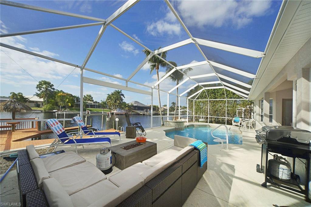This is a VACATION RENTAL only. Owner will not consider annual rentals. Weekly rentals are welcome.
Villa Liza is a 4-bedroom, 2.5-bathroom property on a gulf access canal with an electric-heated pool. This home will sleep a maximum of 10 guests (including children) and will accommodate up 2 pets that do not exceed a combined weight of 35 lbs. (cats are not allowed). Please inquire for possible pet exceptions.

· · · · · PROPERTY PERKS · · · · ·
- Bicycles
- Pack & Play
- Pet friendly
- Fire pit

· · · · · LOCATION · · · · ·
- Located in Southwest Cape Coral
- Close to Camelot Park
- Close to "downtown" Cape Coral with locally owned shops, bars and restaurants
- Close to Cape Harbour, with local shops & dining

· · · · · LIVING AREAS · · · · ·
- Flat-screen TV
- Comfortable seating
- Pocket sliders
- Queen size sleeper sofa

· · · · · KITCHEN & DINING · · · · ·
- Fully equipped
- Dining area with seating for 6
- Breakfast bar has room for 3
- Breakfast nook has room for 4

· · · · · BEDROOMS · · · · ·
- Primary Bedroom: King bed, private access to the pool area & flat-screen TV
- 3 Guest Bedrooms: 1st has a Queen bed, 2nd has a King bed, sliders to the pool area & flat-screen TV, 3rd has two Twin beds (no closet)

· · · · · BATHROOMS · · · · ·
- Primary Bathroom: Soaking tub, walk-in shower with bench, double-sink vanity
- Guest Full Bathroom: Shower/tub combo & single-sink vanity
- Half Bath: Pool bath with sink and toilet

· · · · · OUTDOOR LIVING · · · · ·
- Electric heated pool with small high top table
- Western pool exposure
- Dining area with seating for 8
- Sun loungers
- Grill
- Boat lift

· · · · · THIS HOUSE IS GREAT FOR · · · · ·
Boaters and families looking for an on-water property close to shopping and the river