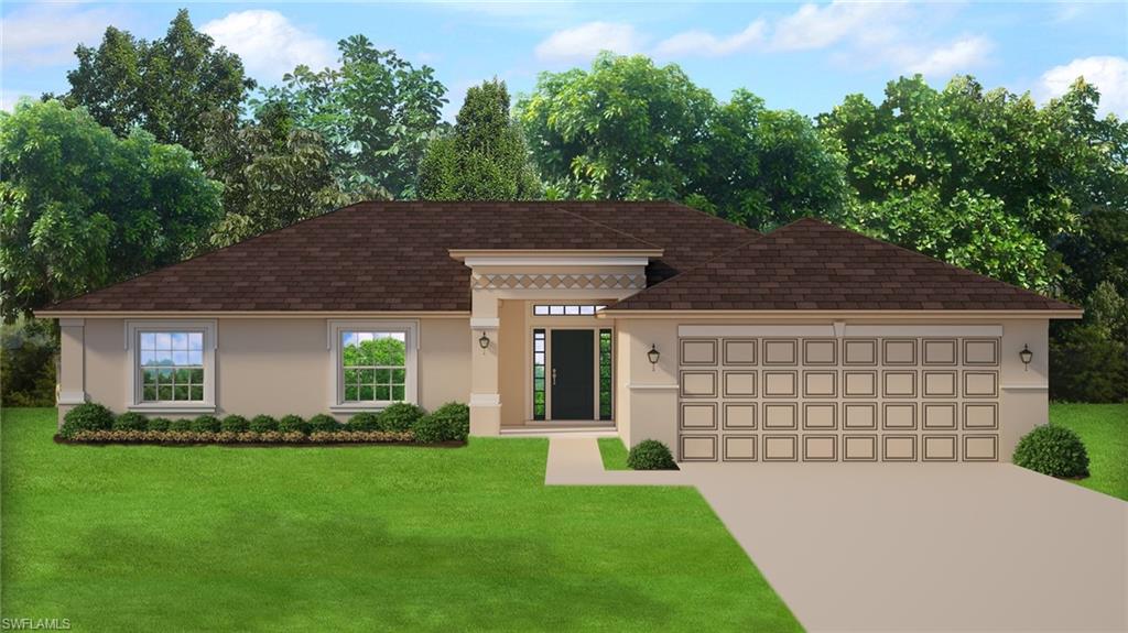 New Construction - Discover the perfect blend of style and efficiency in this brand-new construction home located in the heart of the thriving NW Cape Coral area. Boasting 4 spacious bedrooms and 2 modern baths, this residence features durable, sleek tile flooring throughout—offering a seamless, carpet-free living experience. The kitchen and bathrooms are beautifully appointed with high-end granite countertops and upgraded cabinetry, providing both sophistication and ample storage.

Energy efficiency meets comfort with Low-E windows throughout. Step through the elegant French doors to your private lanai, perfect for enjoying quiet Florida evenings. The exterior is professionally finished with a complete grass package and a convenient digital sprinkler system to keep your lawn looking pristine year-round. This is move-in-ready living at its finest—come see why this area is so highly sought after!