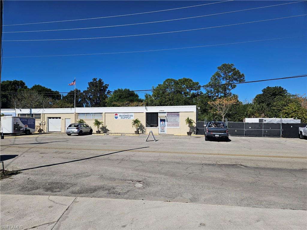PROPERTY WILL BE AVAILABLE TO MOVE IN AUGUST 1ST This property has a great location right off a major road way in growing Bonita Springs area. Just down the road from the growing downtown area. This property has 3 office spaces on the right portion of the building (Approximately 780 sqft). Roughly 2600 sqft of warehouse space. Storage area and 2 bathrooms (420 sqft). Fenced in yard for equipment storage as well. 1 garage door on the front of the building and 1 roll up door at the rear. TPO roof was installed in 2017. C2 Zoning.