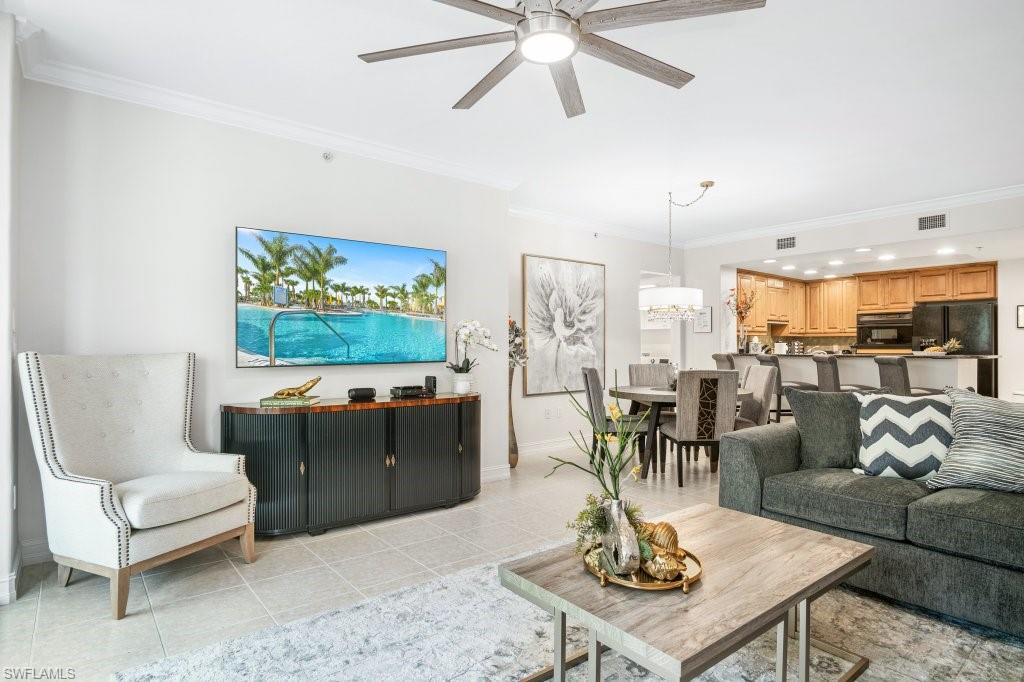 LOCATED IN THE PRESTIGIOUS COMMUNITY OF RITZ CARLTON GOLF RESORT, VENTANAS AT TIBURON is a luxurious, bright and airy, with new furniture, linens, dishes, pots, pans, art work, etc. You cannot beat this beautifully decorated 2-bedroom, 2-bathroom condo. Both bedrooms are furnished with king-sized beds and both lead out to the screened in lanai. Tiburon offers resort style amenities from a lazy river pool, resort pool, tennis, etc. This condo has a transferable Signature Membership. Just 3 miles to the beach, close to 5th Ave and Mercato where you can enjoy fabulous dining and shopping. This condo is also being offered off season at the following monthly rates: May: $10,000, June thru October: $8,000, November& December: $10,000 & January thru April: $11,000. Beach shuttle service is available January 1st through April 30th!