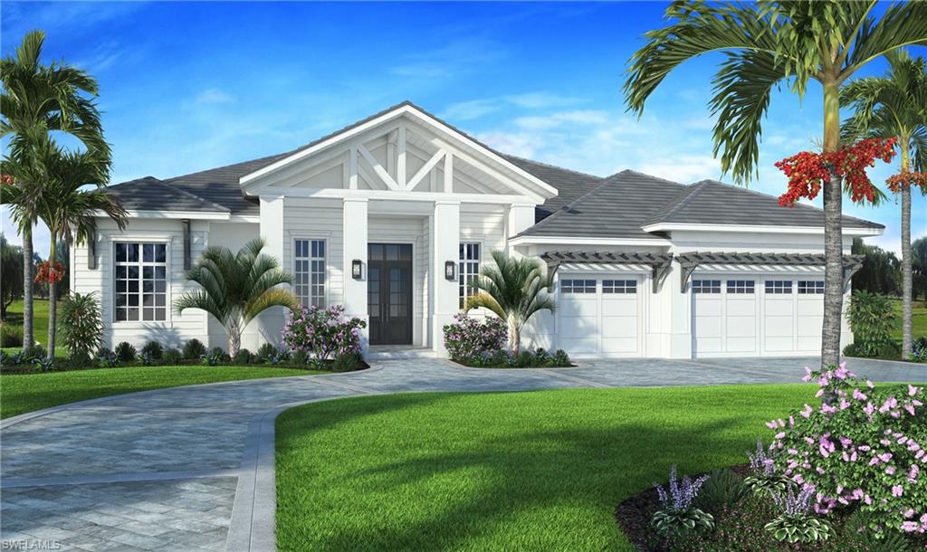 NEW CONSTRUCTION custom home is located on the Private Golf Course at Moorings C.C. with breathtaking water and golf views. The open and versatile single level floorplan is perfect for entertaining, has four ensuite bedrooms, large study, four full baths, and two -half bath, and comfortably opens up to the tastefully designed outdoor living area for all-day dining and entertaining. The large, epicurean kitchen has custom cabinets, Sub-Zero/Wolf/Bosh appliances with a very large center island, and oversized pantry. This Estate Home is filled with absolute top end finishes including wide plank wood flooring throughout, Automated Smart Home, retractable screens and shutters and an unparalleled combination of attributes including solid concrete construction, High Impact windows, energy-efficient materials natural stones and woods.   The interiors blend perfectly into the outdoor space that offers a gas-heated pool and spa, summer kitchen and wood-burning fireplace.  Conveniently located close to Moorings' private beach pavilion*, Gulf beaches, boating, Olde Naples, Venetian Village, and Waterside Shoppes. This forever home is eligible for the Moorings private beach park.