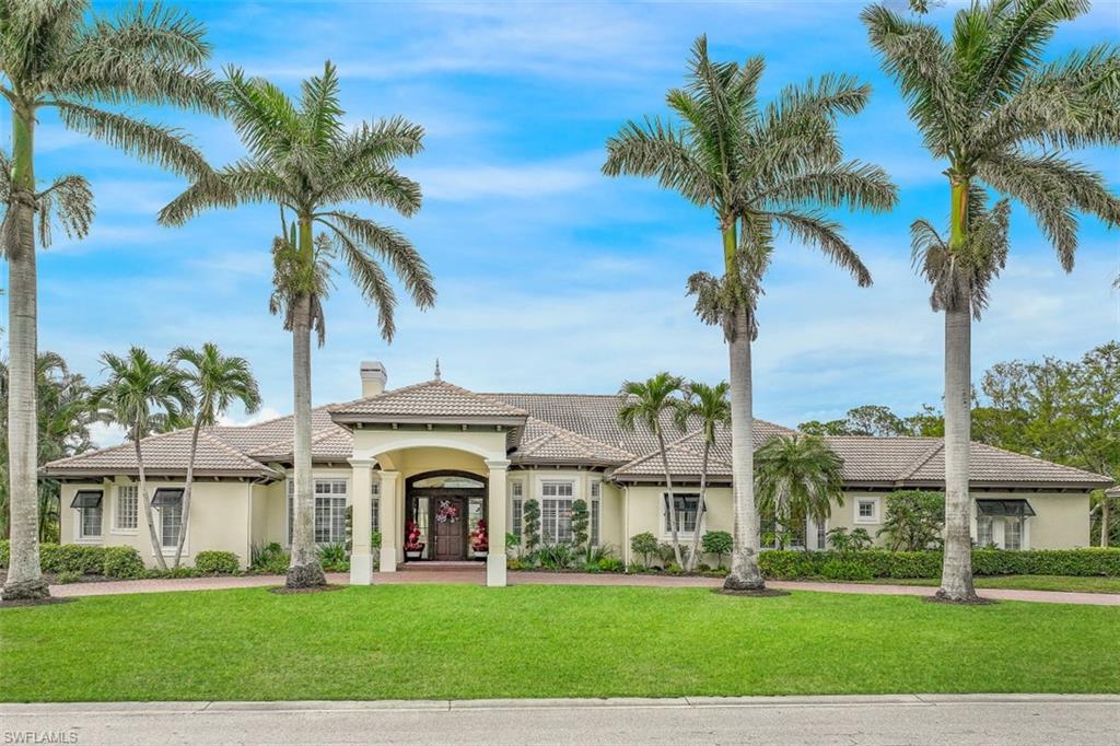 H8573 - A golf membership is available immediately on this newly priced single level estate home situated on 1 and a half lots on an exquisite street. Relax on the lanai while enjoying the saltwater infinity pool overlooking the natural lake with all the wildlife that the Audubon sanctuary has to offer. In addition to four spacious bedrooms and a den, this spacious home boasts a master suite that includes a sitting area, walk-in closet as well as his and her bathrooms. Some other features of the house include a fireplace, double tray ceilings, a bar in the main living area, subzero refrigerator, built-in freezer drawers, three AC units (newer), new pool heater, new hot water heater, icemaker, wine fridge, hurricane shutters, four car garage, circular driveway with Porte-cochere. The spacious design of this house makes it perfect for entertaining guests. Audubon is nestled west of 41 and close to two of Naples’ premier beaches and two of Bonita’s premier beaches as well. The lifestyle center offers a fitness facility, tennis and pickle ball, pro shop and courts, and the café for lunches or dinner. This gated community
has golf, managed by Troon, along with bocce and a new pier to launch kayaks.  Come see what living the Audubon lifestyle looks like.