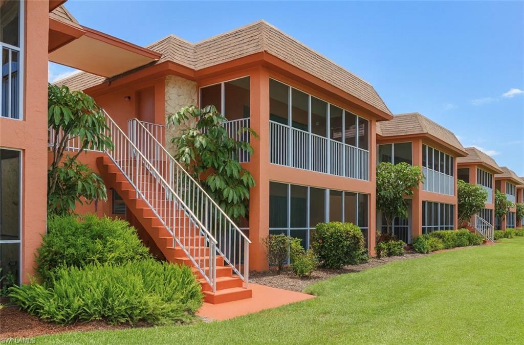 Welcome to Sorrento Villas! This beautifully maintained first-floor condominium offers 2 bedrooms, 2 bathrooms, and comfortable indoor-outdoor living in one of Naples' most convenient locations. The open-concept floor plan features a gourmet kitchen with granite countertops, stainless steel appliances, and a large center island that doubles as a breakfast bar, perfect for casual dining and entertaining. An adjacent dining area flows seamlessly into the spacious screened and covered lanai, creating an ideal space to relax and enjoy Florida's year-round sunshine. The owner's suite serves as a private retreat, complete with a spacious walk-in closet and an en-suite bath featuring a walk-in shower. A well-appointed guest bedroom and full guest bath provide comfort and privacy for family and visitors alike. Additional highlights include in-unit laundry and an exterior storage closet for added convenience. Residents of Sorrento Villas enjoy access to community amenities including a sparkling pool and tennis courts, all while being just minutes from shopping, dining, golf, and Naples' beautiful Gulf beaches. Don't miss this opportunity to own a move-in ready condo in a desirable Naples location.