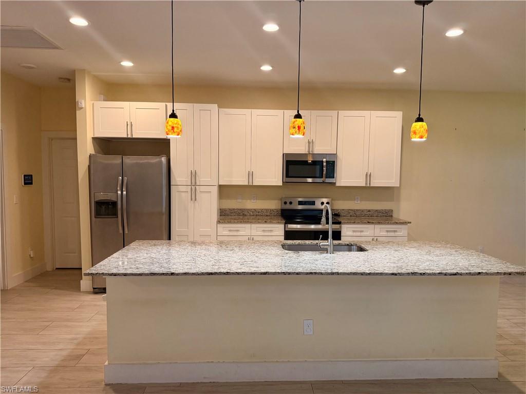 Annual Rental Available!
Beautiful and spacious 3-bedroom + den, 2-bath home offering over 2,100 sq. ft. of living space in a desirable Lehigh Acres location. This well-maintained home features an open floor plan, high ceilings, a modern kitchen with granite countertops and stainless steel appliances, a large primary suite, and a 2-car garage. The versatile den is perfect for a home office, playroom, or additional living space.
Enjoy the screened lanai and oversized backyard, ideal for relaxing or entertaining. Conveniently located with easy access to SR-82, Fort Myers, shopping, dining, schools, and Southwest Florida International Airport.
Landscaping is included in the rent. Available for annual lease. No HOA and quick move-in possible. Don't miss this opportunity to make this beautiful home your next residence!