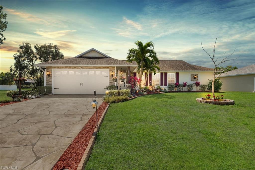 This is offered TURN KEY!! Every inch of this meticulously cared for home is sure to please! This remodeled single level home features 3 bedrooms, 2 baths, vaulted ceiling, plantation shutters, built-ins throughout & great outdoor space with a sports pool games and entertaining! Kitchen features stunning tile backsplash, gorgeous Quartz countertops, newer appliances, LED dimmable lighting, soft touch cabinetry with some neat hidden features like the REV-A-SHELF. Gorgeous Cherrywood & grey flooring throughout, no carpet:) No need to buy furniture comes, TURNKEY. Outdoor space is why we all love to live in Florida, this won’t disappoint! Your inground pool is accompanied by dark pavers hiding any dirt:) Plenty of deck space for entertaining and the pan roof will keep you dry during those Florida downpours. Lot behind you cannot be built on, more privacy!! Buyers will have confidence in the seller’s home warranty being provided & the BRAND NEW AC to be installed (4-6 weeks) &, New piping, New electrical panel WATER HEATER already installed. Great SW Cape Coral location. Minutes from schools, shopping, restaurants, & great beaches! Agents, please see confidential remarks for more info.