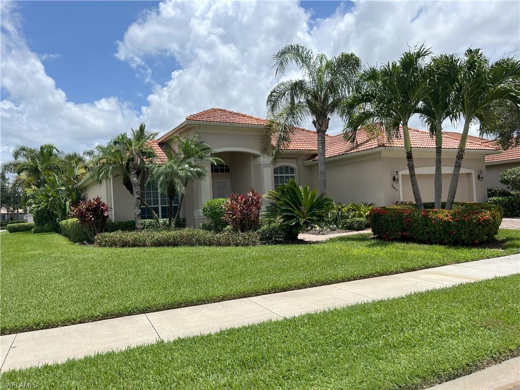 Turnkey Waterfront Pool Home! Two bedroom plus Den and beautifully maintained home features a split two bedrooms + den/optional 3rd bedroom, 2 bathrooms. Seasonal Rate $5900/3+months. $7900/month (2 months) Annual $3900/month. Pool Cleaning included. This home offers added comfort in a highly desirable location just minutes from the heart of Bonita Springs. From the moment you arrive, French doors invite you into a lighted foyer with an immediate view of the sparkling saltwater pool and spa, wonderful oasis that sets the tone for resort-style living and an outdoor kitchen. A spacious dining room off the eat-in kitchen. The kitchen has stainless steel appliances, Induction stove, wood cabinetry, bar seating, and plenty of counter space, perfect for entertaining or quiet family evenings. Wood and tile flooring throughout, adding to the home's elegant ambiance. A master suite with private access to the saltwater pool and spa area, dual walk-in closets, and a large en-suite bath. This home is in a non-flood zone. Enjoy full lawn maintenance, basic cable/internet, 2 gated entrances, and amenities like tennis, pickleball, a community fitness center, pool, spa, and active social clubs, all included. Ideally located in Bonita Springs, close to beaches and conveniently located near Coconut Point Mall, RSW Airport, Publix, kayaking on the Imperial River, restaurants, bars and entertainment. Take a bike ride, walk or drive to Bonita Springs entertainment district, community parks with seasonal concerts, newly opened restaurants, bars, and local shops.