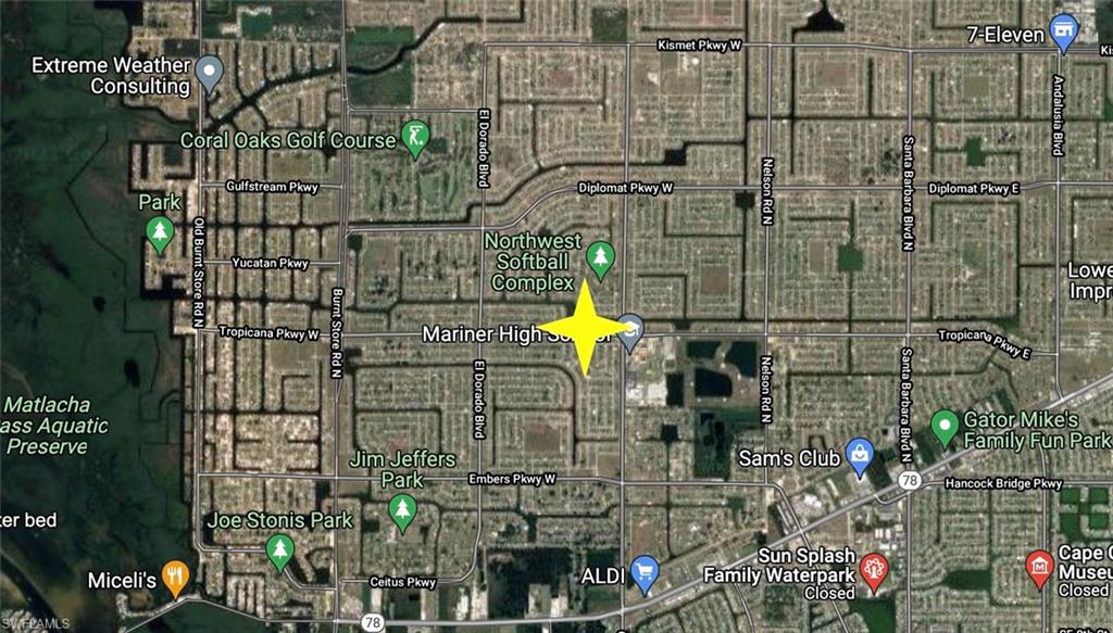 Triple freshwater lot with southern exposure conveniently located near Mariner Middle & High Schools plus the NW Library. Minutes to Aldi's, Tractor Supply, dining and the burgeoning Pine Island Rd corridor.
