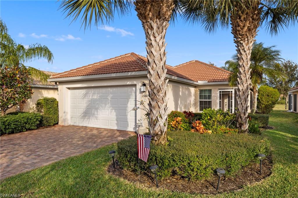 Come LIVE PLAY & RELAX in the amazing community of VillageWalk of Bonita. This desirable 3BR 2BA 2 car garage “Pine Spring” is well maintained and being offered beautifully turnkey furnished. Decorative touches include crown molding, luxury vinyl floors living area, Florida color palette and stylish light fixtures and ceiling fans. You will love the eat-in kitchen w/its shiny granite, stylish back splash and wood cabinets. Master suite is generous in size w/large walk-in closet and bath has convenient walk-in shower. The private back-yard oasis is inviting w/its charming landscaping, lake view and extended lanai which makes it the perfect spot to enjoy our beautiful weather, host barbeques, entertain your family and friends. New AC 2019 and hurricane protection is easy w/impact glass windows, doors and electric shutters on lanai. Reef Lane is a short walk, bike or golf cart ride to the amazing amenity rich town center that offers something for everyone: resort style pool, lap pool, fitness, tennis, bocce, pickleball, restaurant, beauty salon, ice cream shoppe, spa, lifestyle director and so much more. Guard gated, pet friendly and LOW HOA fee. This is SW Florida living at its best!