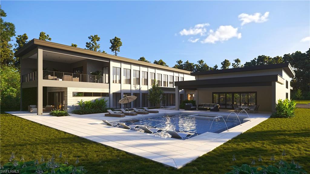 Introducing a revolutionary vision in Contemporary architecture within Naples, Florida, this bespoke concrete residence presents a distinctive luxury. Featuring a spacious kitchen and entertainment bar, 7 bedrooms, 5 full baths, and 2 half baths spread across 8,003 sq ft, it offers unparalleled spaciousness and seclusion. Tucked away on 2.27 acres west of Collier Boulevard, its tranquil setting ensures serenity while still being minutes from Naples beaches. Inside, discover a captivating blend of concrete, wood, and natural stone accents, enhanced by soaring windows and high ceilings that bathe the home in natural light and showcase stunning vistas. Grand illuminated corridors lead to each bedroom, boasting ample closets and ensuite baths. Outside, a sprawling outdoor retreat awaits, complete with a pool, spa, and gourmet kitchen—ideal for hosting gatherings of any size. Prepare to be captivated by the unmatched sophistication and exclusivity of this extraordinary estate.