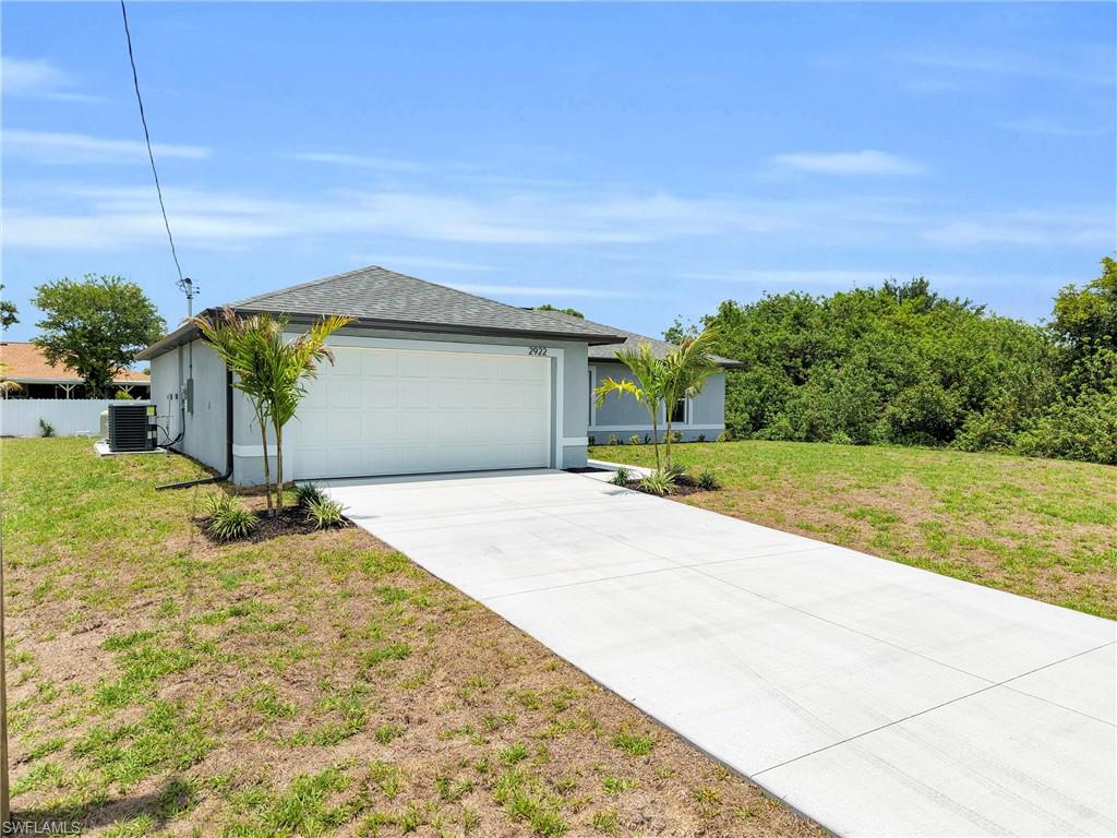 Brand new construction in a growing NE Cape Coral neighborhood! This 3-bedroom, 2-bath home features an open floor plan with durable porcelain tile flooring throughout, stone countertops, stainless steel appliances, and modern finishes. The spacious primary suite offers dual closets, dual sinks, and a fully tiled walk-in shower. Enjoy a covered lanai perfect for relaxing or entertaining. Conveniently located near Lake Kennedy Community Park, Diplomat Elementary School, Island Coast High School, shopping, dining, and local favorites including Hurricane Grill & Wings. Easy access to Del Prado Blvd, Pine Island Rd, US-41, and nearby boat ramps. No HOA. Includes a 1-year builder warranty and a 2-10 Home Buyers Warranty. Seller may assist with buyer closing costs. Located outside of a flood zone. Estimated completion November 2026.