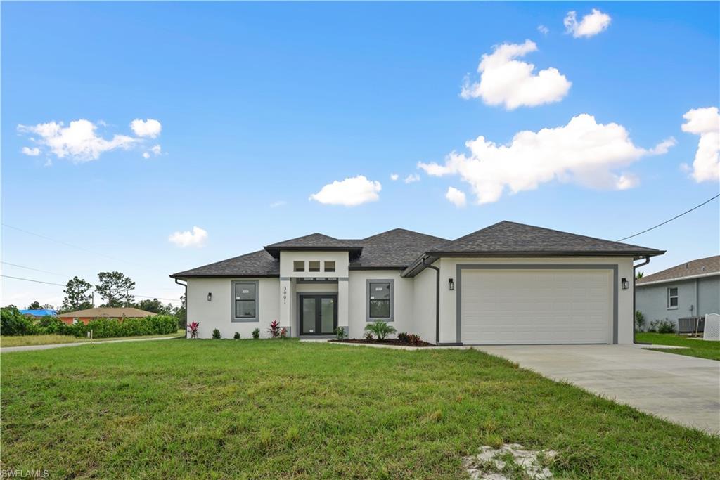 STUNNING NEW CONSTRUCTION SINGLE-FAMILY HOME LOCATED ON A CORNER LOT!!! HOME IS BUILT AND READY TO GO!!. All the goodies are found in this marvelous 3+Den/ 2 Baths home, stainless steel appliances, 24 x 24 porcelain tile all throughout, kitchen backsplash, and additional built-in wood cabinetry. Picture your Sunday mornings having family breakfast in this open-concept kitchen with an additional formal dining room for special occasions. Large master bedroom with dual vanity, shower, and two walking closets, the guest bathroom comes with another luxury designed shower, security camera system, sprinkler system, shutters, laundry room (not in garage laundry) with additional linens closet and cabinets, led lighting, high ceilings, spacious living area, white and gray colors in and out. Do not miss out!!