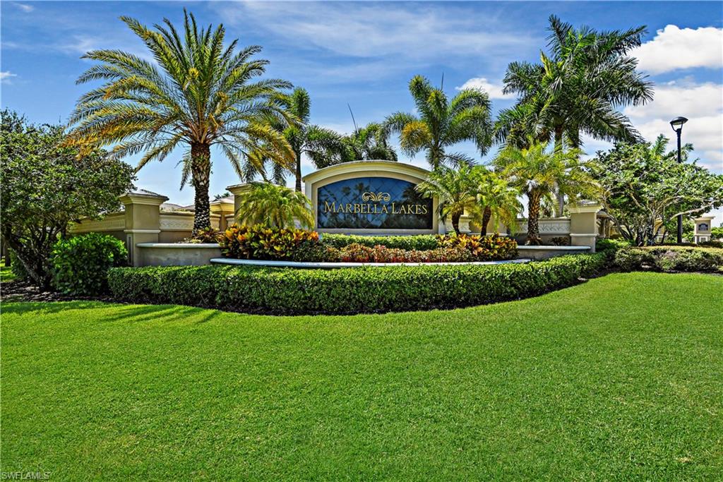 This AWESOME Unit is priced to Sell.  Immaculately maintained & gently lived in carriage home! Situated within the gated community of Marbella Lakes that offers resort-style amenities and scheduled activities all year round. Open Floor plan offers great room & split bedroom design. Upgrades include crown molding, 6" baseboards, wrought iron stair railing, recessed lighting, new dryer, all new smoke and carbon monoxide detectors, all new ceiling fans, new plush carpet on stairs and master, utility sink in laundry and custom window treatments. Large Screened lanai, spacious kitchen w/ breakfast nook, breakfast bar, designer cabinets & granite countertops. The master bedroom features large walk-in closet, tray ceiling and separate sliding glass door entrance to the screened lanai. Marbella Lakes offers full time lifestyle director and on-site property management. The entire family will enjoy spending time at the 8,000 sq ft community center, featuring 2 basketball courts, (indoor & outdoor), Har-tru tennis courts, social room, game room, exercise room, community pool, kiddie pool & play area. Close to Mercato, Naples Famous Beaches and Historic Fifth Avenue.
