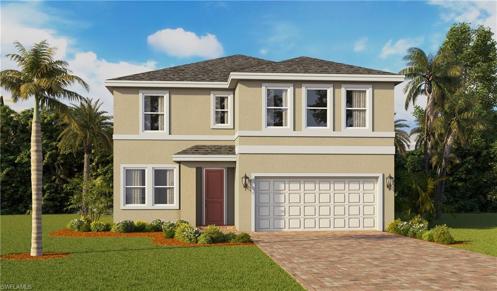 One or more photo(s) has been virtually staged, AI generated or rendered.  Discover the perfect blend of space, flexibility, and modern design in this two-story new construction home featuring 5 bedrooms, 4 bathrooms, a flex room, loft, and 2-car garage. The Coral plan is ideal for first time homeowners and growing families.

The open-concept main level is designed for both everyday living and entertaining, with a large living room that flows seamlessly into the kitchen complete with a center island, walk-in pantry, and adjacent dining area. Sliding glass doors lead to a covered lanai, creating a true indoor-outdoor living experience perfect for enjoying the Florida lifestyle. A flex room off the foyer offers endless possibilities as a home office, study, or den. A convenient first-floor bedroom and full bath provide the perfect setup for guests or in-law accommodations.
Upstairs, the expansive owner’s suite serves as a private retreat, featuring a large walk-in closet and a spacious en-suite bathroom. Three additional bedrooms are thoughtfully arranged with access to multiple full bathrooms. The oversized loft provides a versatile second living space, ideal for a media room, game room, or play area. A centrally located laundry room on the second floor adds to the convenience.

Lakes of Estero offers beautiful amenities including a community clubhouse, fitness center, tennis, pickleball, and basketball courts,  pool, park, lot lawn maintenance, common area maintenance.