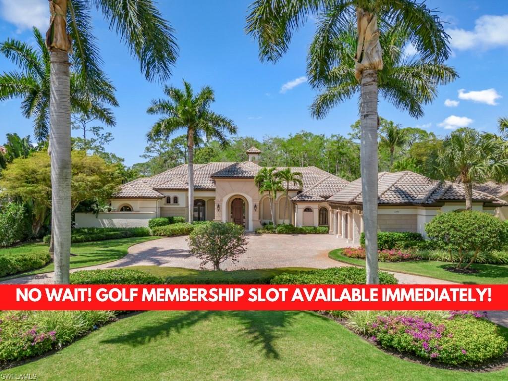 NO WAITING! GOLF MEMBERSHIP SLOT AVAILABLE IMMEDIATELY! NEWLY RENOVATED PRIVATE BEACH CLUB! - Located in the beautiful Mediterra Country Club, this breathtaking residence offers 4 Bedrooms, a den, and four full & one-half bathrooms. The home's interior is a testament to classic elegance, adorned with a neutral color palette and embellished with decorative finishes on its tray and coffered ceilings. Broad moldings and both polished and chisel-cut marble floors are highlighted by intricate herringbone patterns, marking the transitions between rooms. Expansive windows and doors invite abundant natural light, seamlessly integrating the serene views of the surrounding preserve and the inviting pool into the living spaces. The primary bedroom is a luxury retreat, allowing direct outdoor access and his & her walk-in closets. The primary suite has a luxurious bathroom with a walk-in shower, a separate jetted tub, dual vanities, and a bidet, all adorned with Venetian plaster and a sophisticated blend of marble and stone finishes. Culinary enthusiasts will delight in the top-of-the-line kitchen with double ovens and refrigerated drawers. Entertaining is a delight with a fully equipped wet bar and a wine Cellar adjacent with a stand-alone icemaker, all set against the backdrop of a cozy great room. The living experience is extended outdoors through sliding glass doors that reveal a generous screened-in lanai, complete with a summer kitchen and fireplace for year-round enjoyment. The sunny outdoor oasis is crowned with a sparkling pool and a tranquil spa, surrounded by verdant Florida flora, offering a secluded atmosphere with protected views of the natural preserve. Additional features include a whole house generator, water softener, encore garage flooring, central vacuum, and air-conditioned garage. Mediterra is a prestigious luxury golf & country club community featuring Two championship Tom-Fazio golf courses for avid golfers, a private beach club with restaurant & bar, multiple tennis courts, pickle-ball & bocce, fitness center, pristine bike & jogging trails, and luxurious dining at the private country club restaurant. The Mediterra Beach Club offers an escape to a 10,000 sq. ft two-story private oceanfront paradise on the Gulf of Mexico. Featuring a restaurant & bar that serves members via indoor & outdoor dining, this private facility boasts a heated swimming pool, a sundeck, and cabana beach service for chairs, umbrellas & refreshments.