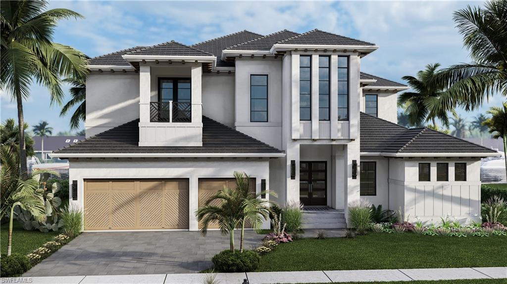 Discover paradise in this spectacular WATER DIRECT 4 bed + den, 5 bath, 3-car garage home w/coveted SE rear exp & LONG WIDE CONVERGING waterway views, QUICK OUT to Marco River! Approx 4000 A/C, 5600 total sq ft, Emerald Building Group’s newest home is truly an amazing property! Pull your boat up to the NEW SEAWALL/DOCK/LIFT at this extraordinary home & enjoy the superior OUTDOOR ENTERTAINMENT AREA w/pool, beach shelf, spa, shower, chef’s kitchen/bar, fireplace, and a covered lanai area w/electric screens. PROFESSIONALLY DESIGNED w/luxurious materials (fine oaks, marbles, stones & tiles) & specialty wall coverings. Wide-plank white oak floors, unique wood ceiling details, & designer lighting, plumbing and appliance packages. First-floor living area boasts 12-foot ceilings and OPEN LIVING spaces, a modern open plan kitchen w/butler’s pantry, large mudroom, pool bath, den & spacious master suite. The second floor features a bonus upstairs living area w/wet bar & covered lanai. All bedrooms are EN-SUITE & open to an outdoor area, 3 w/walk-in closets. Elevator shaft is built in for future use. Optional designer-selected décor & furnishings packages are available.