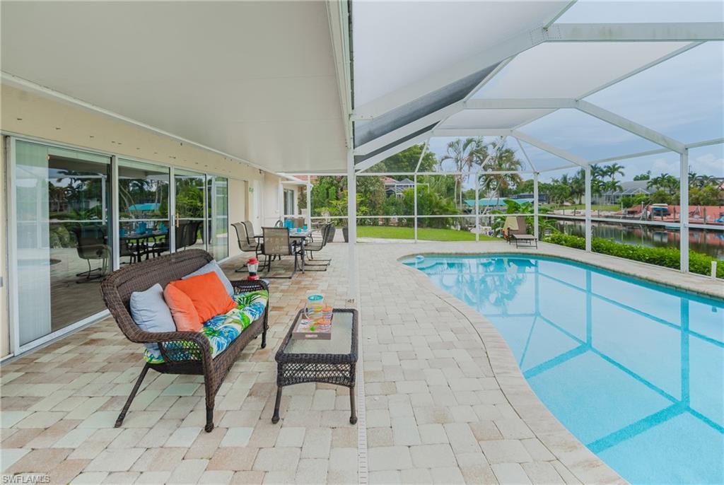 This is a VACATION RENTAL only. Owners will not consider annual rentals. Weekly rentals are welcome.

Villa Frances is a 3-bedroom, 2.5-bathroom property on a direct gulf access canal (17 minutes/1.4 miles by boat) with a saltwater electric heated pool. This home sleeps a maximum of 6 guests (including children) and will accommodate up to 2 pets that do not exceed a combined weight of 35 lbs. Please inquire about possible pet exceptions. Please note: The boat lift is NOT available for guest use

· · · · · PROPERTY PERKS · · · · ·
- Pet friendly
- Recliners
- Kayaks
- Bicycles
- Direct gulf access (17 minutes/1.4 miles by boat)
- Saltwater pool

· · · · · LOCATION · · · · ·
- Located in Southeast Cape Coral
- Close to Horton Park & Boat Ramp
- Close to Four Mile Cove Ecological Preserve
- Close to Del Prado Blvd which has plenty of dining & shopping

· · · · · LIVING AREAS · · · · ·
- Flat-screen TV
- Comfortable seating including recliners

· · · · · KITCHEN & DINING · · · · ·
- Fully equipped
- Dining area with seating for 6

· · · · · BEDROOMS · · · · ·
- Primary Bedroom: King bed, sliders to the pool & flat-screen TV
- 2 Guest Bedrooms: Queen beds in each

· · · · · BATHROOMS · · · · ·
- Primary Bathroom: Shower & single-sink vanity
- Guest Bathroom: Shower only & single sink vanity
- 1/2 Bathroom: Pool bath

· · · · · OUTDOOR LIVING · · · · ·
- Saltwater electric heated pool
- Southern pool exposure
- Dining area with seating for 6
- Sun loungers
- Grill
- Seating at the dock
- Boat dock (lift NOT available for guest use)
- Small patio outside screen off primary bedroom

· · · · · THIS HOUSE IS GREAT FOR · · · · ·
Boaters looking for quick access to the open water
