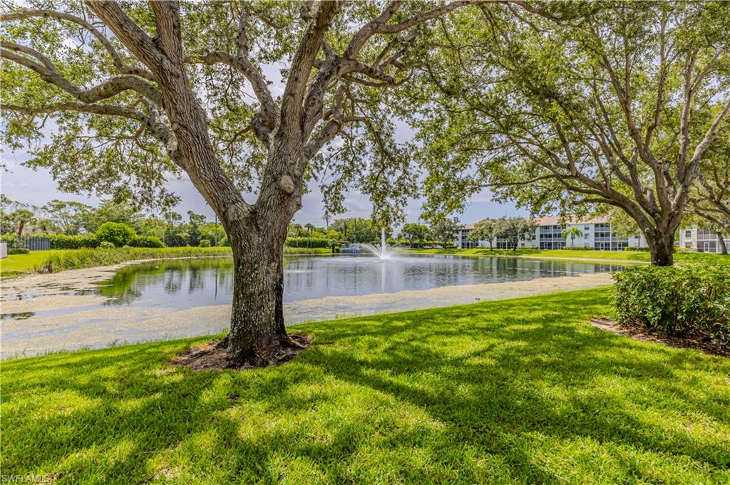 Wake up to tranquil lake views and enjoy effortless, low-maintenance living in this rare first-floor corner residence, perfectly positioned in one of North Naples' most desirable locations.
Beautifully updated and move-in ready, this spacious 3-bedroom, 2-bath condominium offers the ideal combination of comfort, privacy, and convenience. As a coveted corner unit, it features additional square footage and a thoughtfully designed floor plan where every bedroom is situated along an exterior wall, providing the unique benefit of no shared bedroom walls for enhanced peace and privacy. Best of all, enjoy the ease of first-floor living with no stairs or elevators between you and your front door. 
Inside, you'll find a bright, open floor plan featuring tile flooring throughout, creating a seamless and sophisticated look that's both stylish and easy to maintain. The beautifully renovated kitchen is the heart of the home, showcasing timeless white shaker cabinetry, granite countertops, stainless steel appliances, and generous workspace that opens effortlessly into the living and dining areas, perfect for entertaining or everyday living.
The true showstopper awaits just beyond the sliding glass doors. Relax on your screened lanai while overlooking the peaceful lake and sparkling fountain, framed by mature shade trees that create a picturesque backdrop and a sense of serenity rarely found. Residents enjoy an assigned covered carport and outstanding community amenities, including a heated saltwater pool, tennis courts, beautifully maintained grounds, and scenic sidewalks ideal for morning walks. Located within an excellent North Naples school district and just minutes to world-renowned beaches, shopping, dining, golf, and everything that makes Southwest Florida so desirable. Whether you're searching for a full-time residence or the perfect seasonal retreat, this move-in-ready home offers a rare opportunity to own one of the community's most desirable first-floor corner locations.