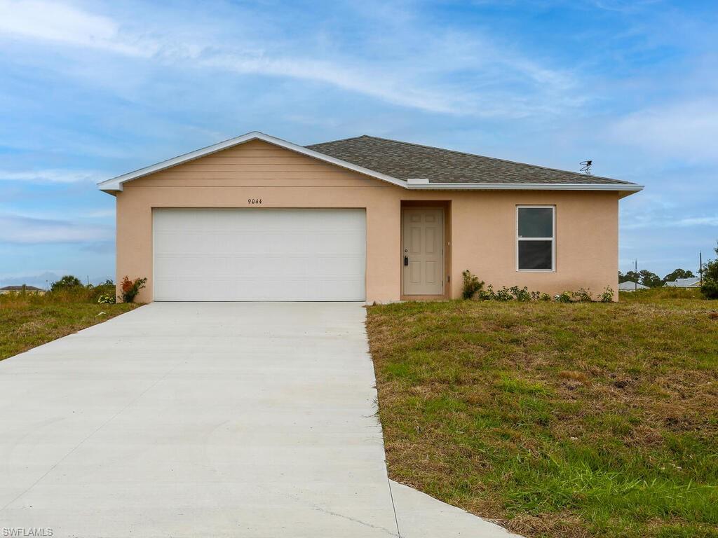 New construction with builders warranty! This modern 4 bedroom, 2 bathroom home, completed at the end of November 2022, is located in LaBelle, FL. Upon entry, the home captivates with its expansive, open layout. The kitchen features sleek granite countertops, all-white cabinetry, black and stainless-steel appliances, a pantry, and a breakfast bar, all perfect for cooking and hosting! The kitchen opens to the living room with large sliding glass doors leading outside. The primary bedroom offers a private escape with a large closet and an ensuite. Three additional bedrooms offer versatility and cater to diverse needs, suitable for guests, a home office, or a study. There is a full bathroom featuring a single vanity with granite countertops and a combination shower and tub. The two-car garage accommodates vehicles as well as storage needs. No extra fees here—no HOA fees or flood insurance required! Conveniently located near schools, local parks, dining, and shopping, this home offers both contemporary design and functionality. Schedule a visit to explore firsthand this residence and the vibrant landscape of LaBelle, FL. Buyer to verify all dimensions and information.