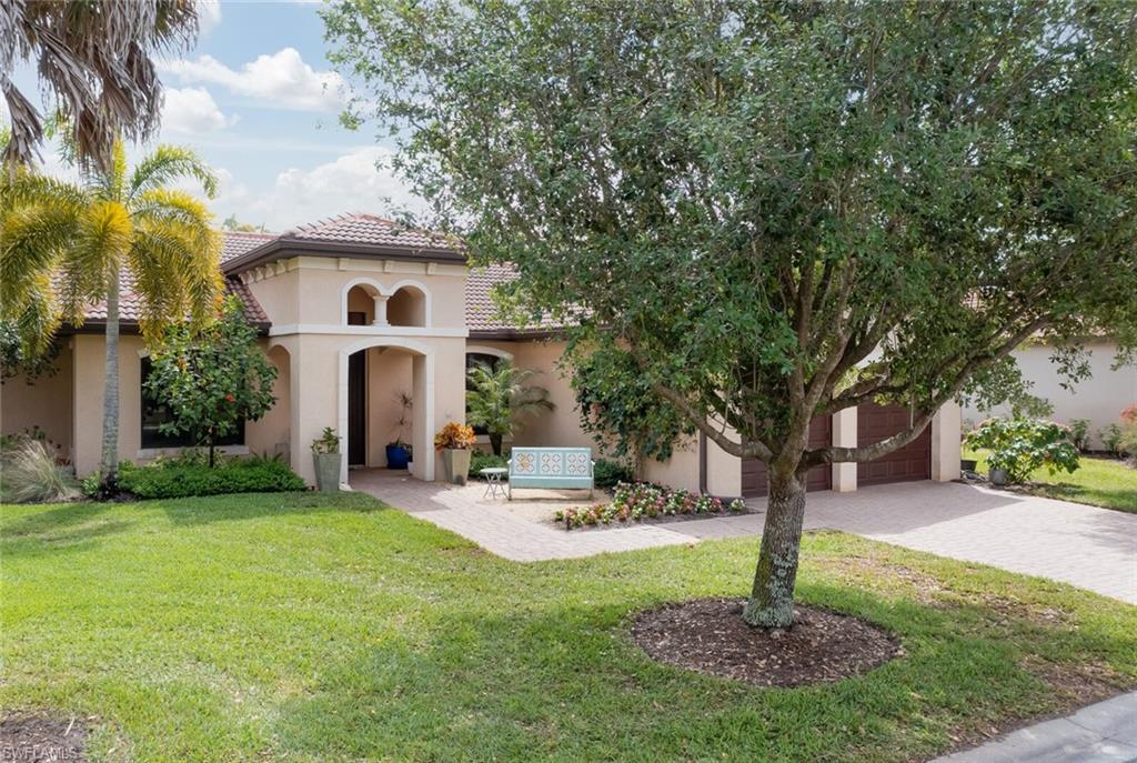 Elegance abounds in this gorgeous estate home built by Taylor Morrison featuring custom pool with waterfall and extended screened lanai enclosure. Fabulous floor plan featuring both openness and privacy. Two versatile front rooms off the foyer that can be used as formal dining, sitting room, office, or game room.  The gourmet kitchen with granite countertops, 42” uppers, and Kitchen Aid stainless appliances opens to the open living room with tray ceilings and breakfast nook overlooking your private backyard oasis. Luxurious owners suite featuring soaking tub, walk-in shower, dual sinks, his/hers closets, and sliding doors to the pool/lanai. Located in the intimate gated community of Estero Palms with LOW HOA fees of only $507/QUARTER which includes lawn irrigation. Ideally located adjacent to the 55-acre Estero Community Park and Recreation Center which offers a multitude of activities for all ages including fitness center, bocce, horseshoe pits, volleyball, cross country course, gymnasium, basketball, dog-park, and more! Pool (10’x22’, 3’ to 4’6” deep) and screen enclosure (14’x32’) are new from 2019! Virtual tour and 3D matter-port also available!
