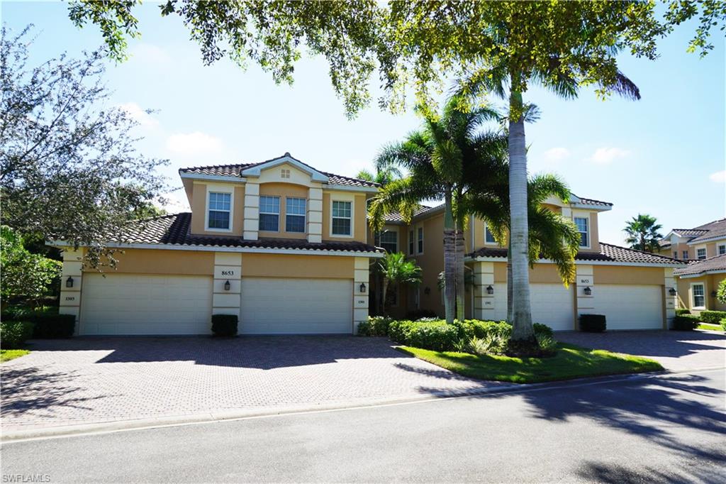 UNIT PRICED TO SELL BUT OWNER SAYS BRING ALL OFFERS! This first floor spacious coach home is located in the gated neighborhood of Champions within Lely Resort. It features 2 bedrooms, large open den, 2 baths, attached 2 car garage and screened lanai with a wonderful golf course view. This eastern exposure will give you a view of the sunrise and avoid the afternoon sun on the lanai, which is great for entertaining. The kitchen features beautiful quartz counter tops, roomy breakfast nook, island and pantry. Bedrooms have new carpet and upgraded padding. All windows and doors except one small window are impact glass and in addition there are electric hurricane shutters on the back lanai for added convenience and privacy. This unit is located directly across from the community pool, spa, bbq grills and even a clubhouse room that can be reserved for owners. NO MANDATORY MEMBERSHIP! You are NOT required to join any clubs with this purchase however you can choose to join The Players Club & Spa, The Classics Golf Club or both should you desire. Lely Resort is situated on 3,000 acres and offers 3 championship golf courses, running/walking trails and gorgeous lakes and preserves.